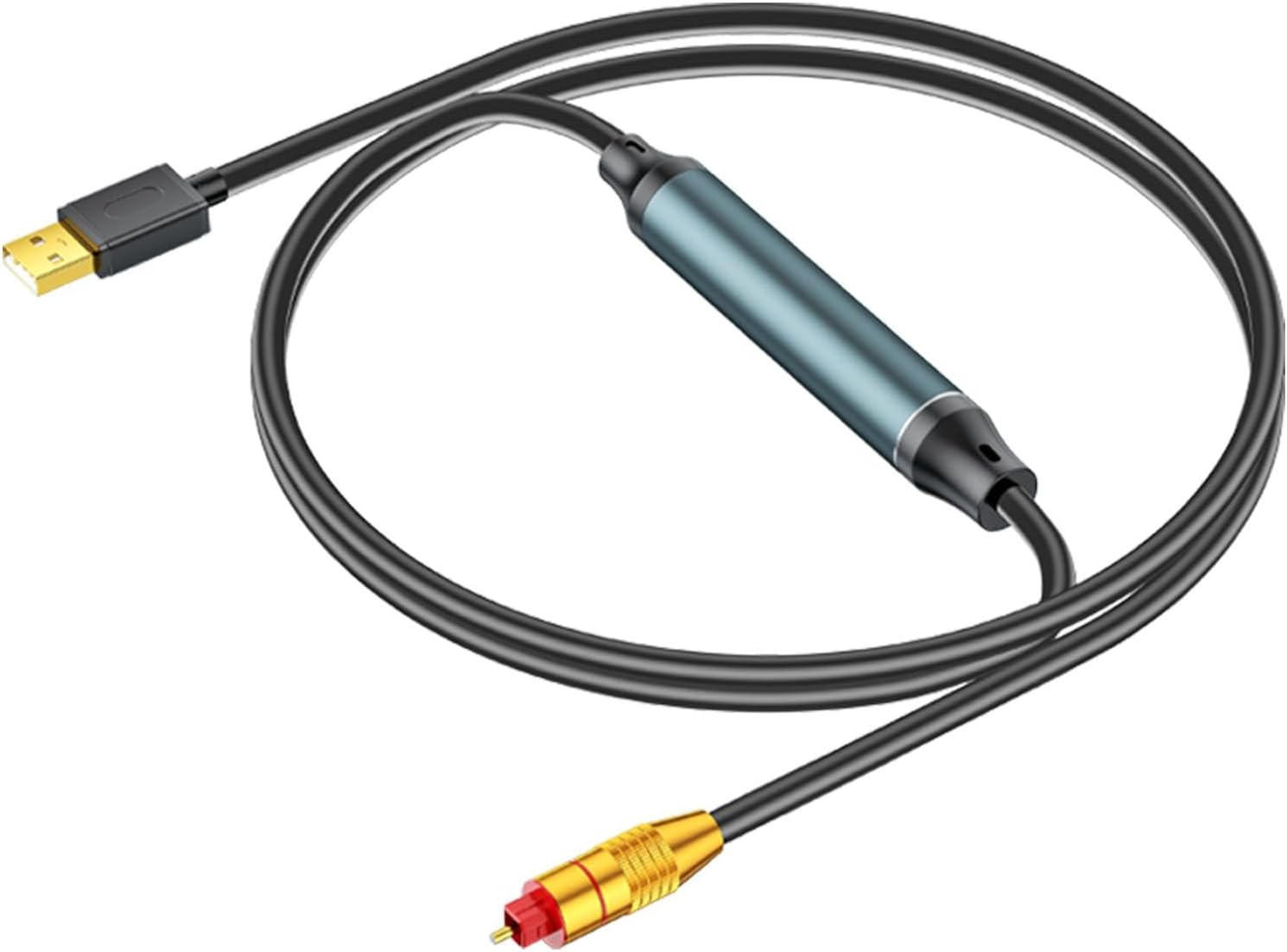 USB to Optical Audio Converter | Plug and Play USB Optical Audio Adapter | Black USB to Optical Cable, Portable USB to Optical Audio Converter for Travel