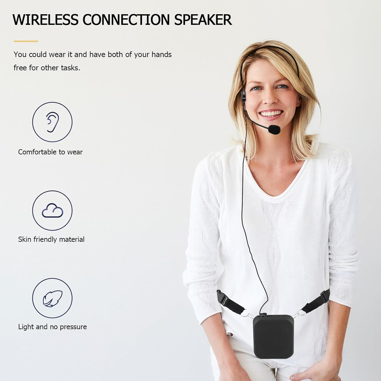 Wireless Portable Teacher Amplifier Loud-Speaker, Compact Apis Voice Amplifier Rechargeable .7V Battery for Classroom and Outdoor Use image number 4