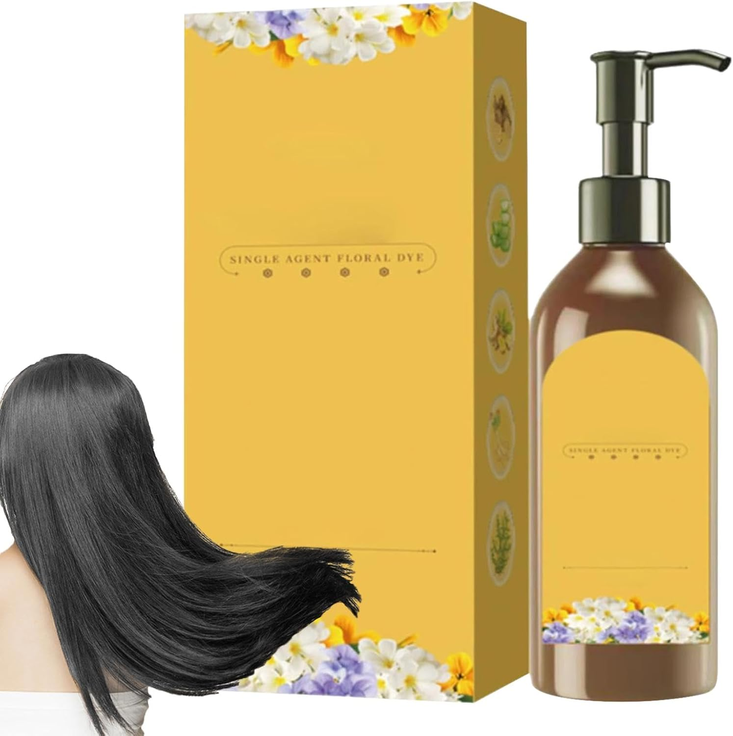 Simple Hair Enhancer, Plant Single Dose Dye, Natural Plant Hair Dye Shampoo, Long Lasting, Eye-Catching, 300Ml for Women, Elderly, Grandma image number 2