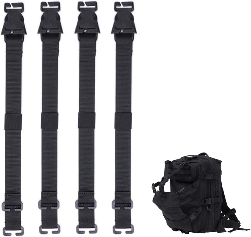 GYWHOOFT Luggage Straps,4 Pcs Backpack Straps Luggage Straps with Buckle Clips Compression Straps for Backpack Accessory Strap (Black) image number 3