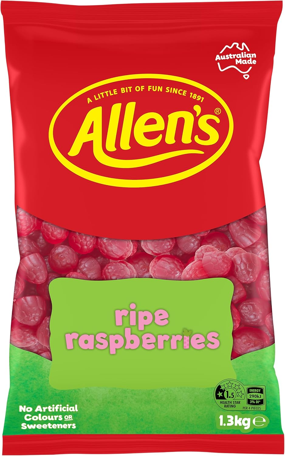 Allen'S Ripe Raspberries Lollies Bulk Bag, 1.3 Kilograms