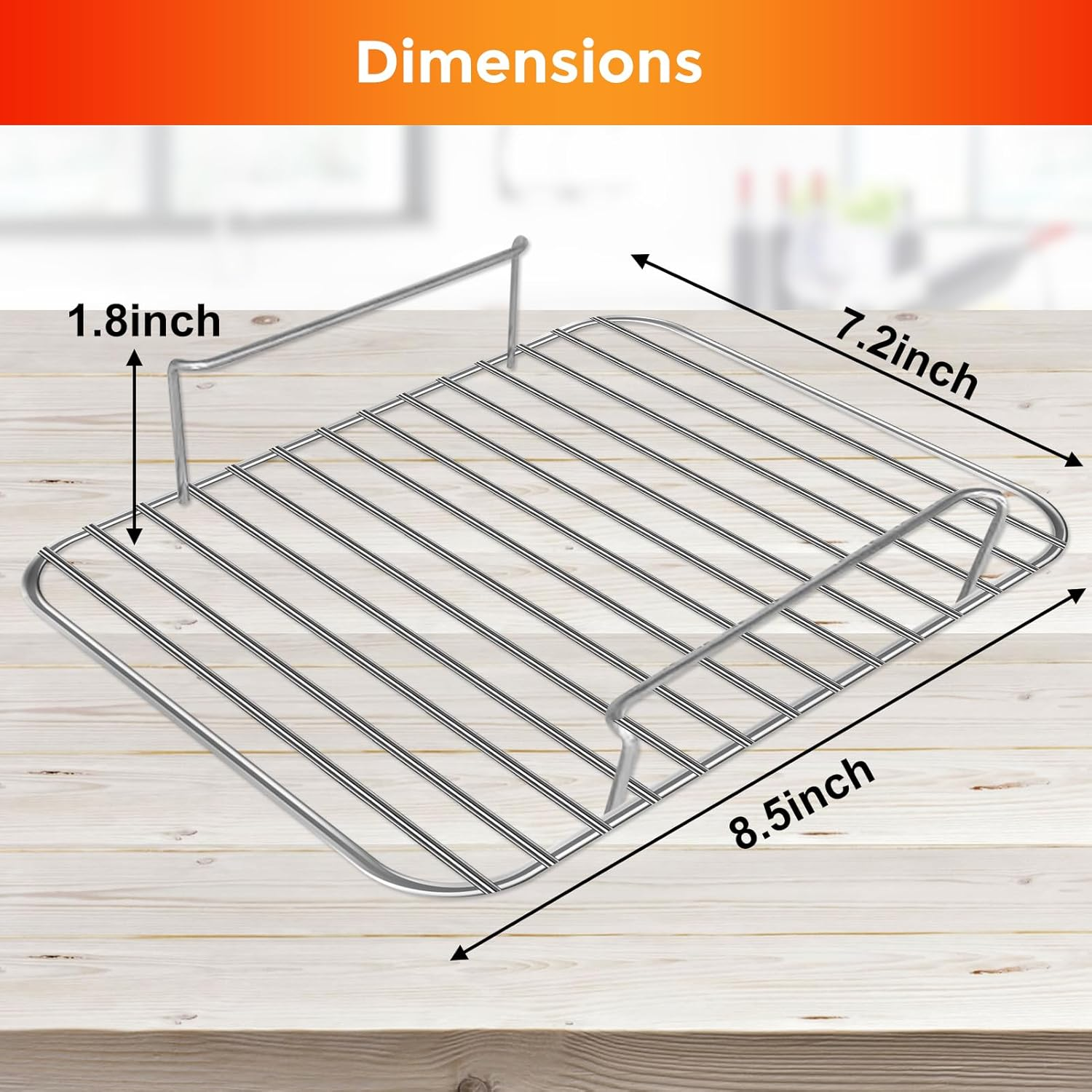 GWYXC Air Fryer Replacement Parts for Ninja SL401 Doublestack XL 2 Basket Air Fryer, 8.5''&times;7.2''&times;1.8'' Stainless Steel Air Fryer Wire Rack Accessories Roasting Steamer Grill Racks, Dishwasher Safe image number 5