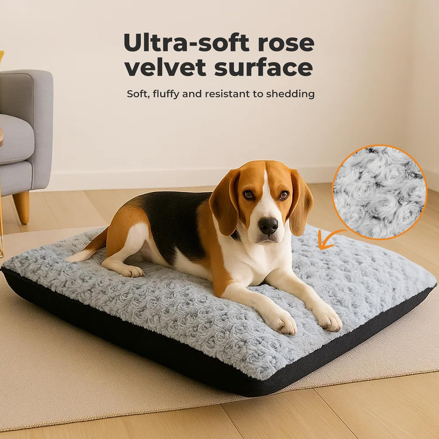Pawz Calming Dog Bed for Medium Dogs,Fluffy Velvet Pet Bed for Dogs Cats,Anti Anxiety Pet Beds Dog Mattress Mat with Non-Slip Bottom, Waterproof Liner,Machine Washable Dog Bed Cushion(Medium) image number 5