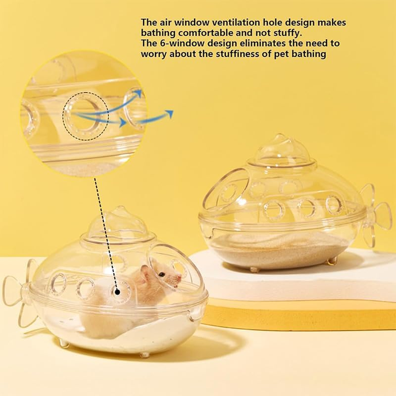 Hamster Bathtub,Transparent Sand Bath Box for Small Pets, Cute Hamster Bathroom & Sleep Pad Nest, Durable Cage Accessory for Hamsters & Small Animals (M) image number 1