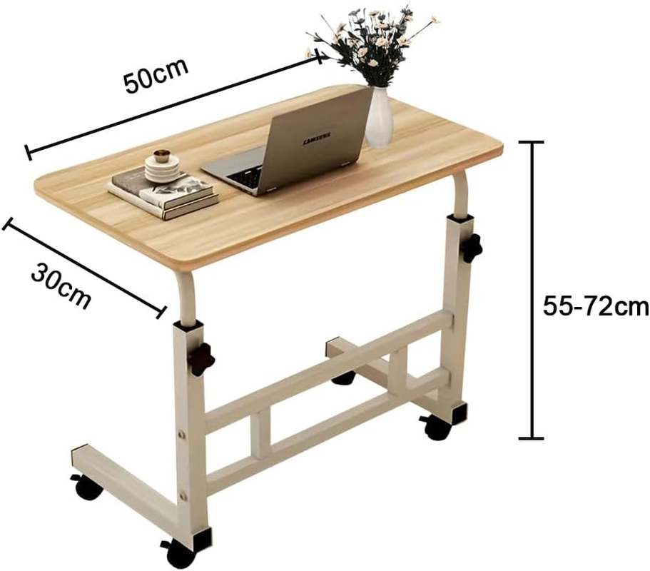 TOMVAES Laptop Table, Small Stand Desk Desktop Computer Standing Study Desks Bed Side Tables Home Office Travel Studio Furniture Standing Laptop Rolling Desk (Wood-Colored)