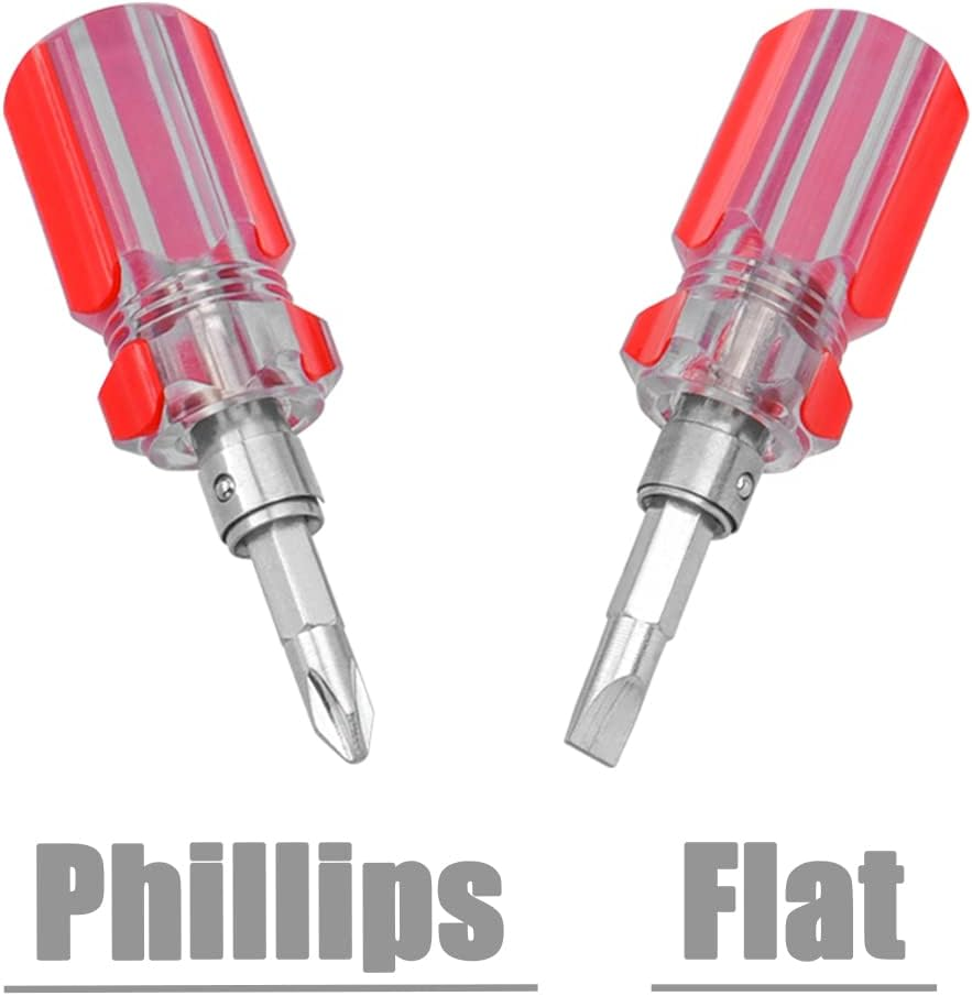 Bestgle 5 Pcs Stubby Screwdriver Set, Phillips and Flat Head Screwdriver Portable 2-In-1 Screwdriver Set Sewing Machine Ultra Short Screwdriver Tool image number 5