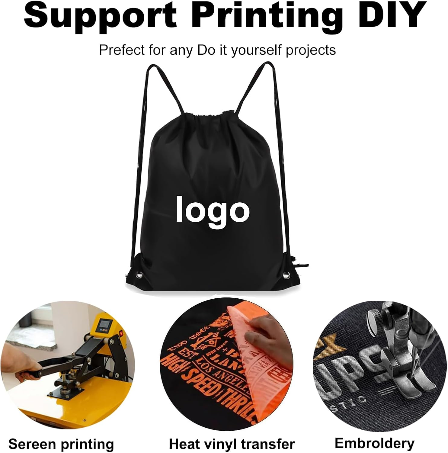 5Pcs Drawstring Backpack Bags Bulk,Cinch Sack Pack Drawstring Backpacks Bulk String Bag,Draw String Back Bag,Suitable for Travelling,Beach and Yoga,Gym Sports Swimming(Multicolor) image number 3