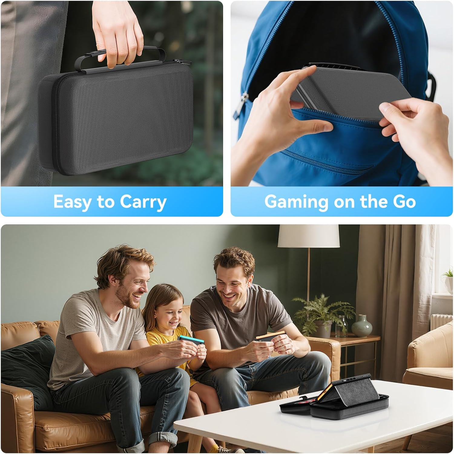 Gersker Switch 2 Carrying Case Compatible with Nintendo Switch 2, Custom Spot for Switch 2 Joycon & AC Adapter, Hard Switch 2 Case Travel Bag with Foldable Stand Function for Console & 20 Games Cards image number 2