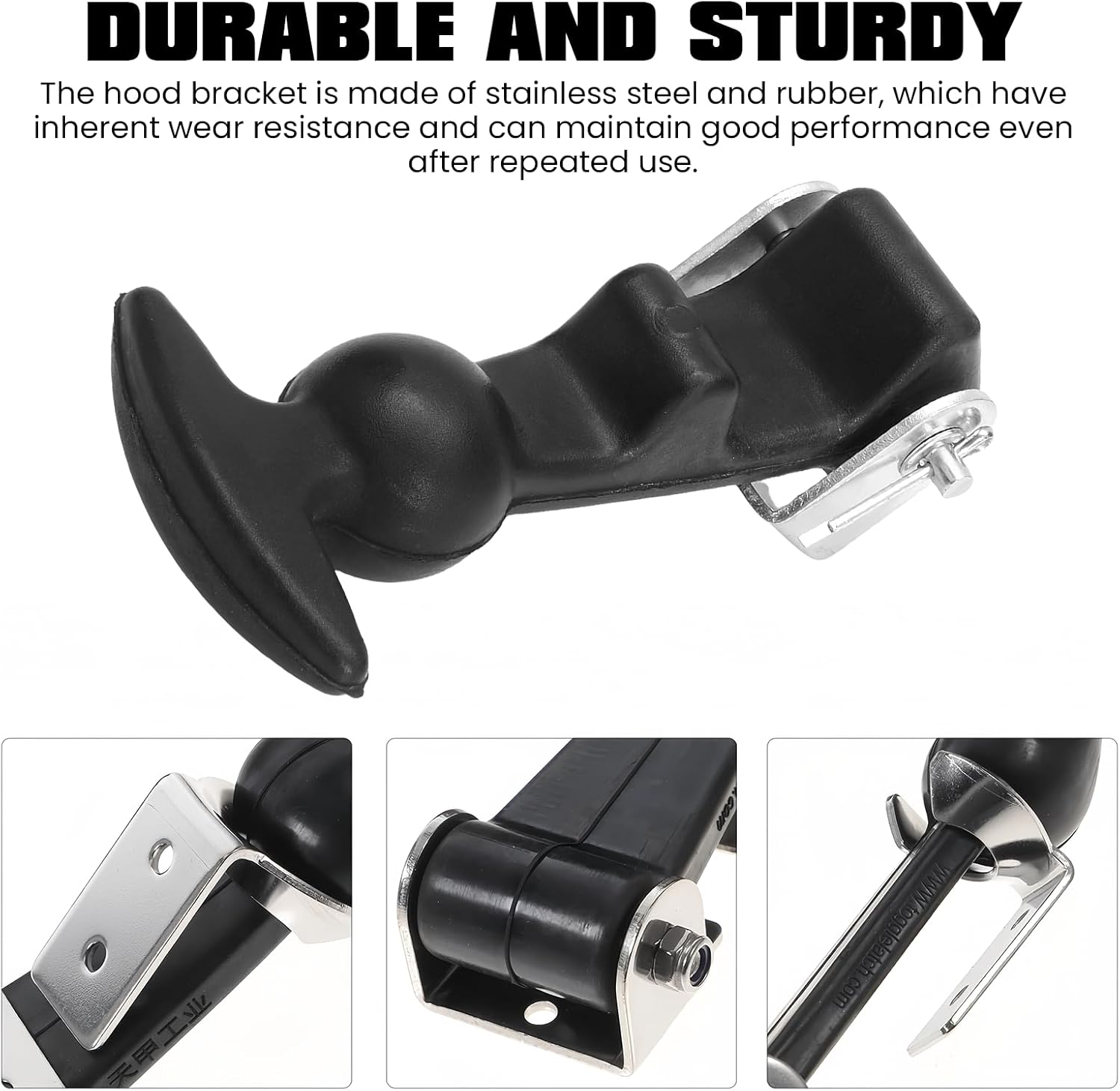 Pack of 4 Elastic Hood Holders, Rubber Hood Closure, Metal T Handle, Elastic Shock Absorption, Tension Clasp, Stainless Steel, Suitable for Tool Boxes, Trolleys, Vehicle Engines image number 5