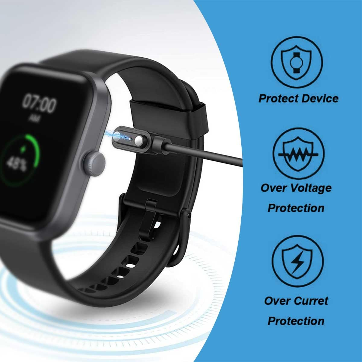 T Tersely 2 Pin 1M/3.3FT Magnetic Smart Watch Charger for YAMAY Sw023/Letsfit Id205/Wiliful Sw021/Vigorun ID216, USB Cable Replacement Charging for Umidigi Uwatch 2/2S/3/3S/Urun/S/Ufit image number 1