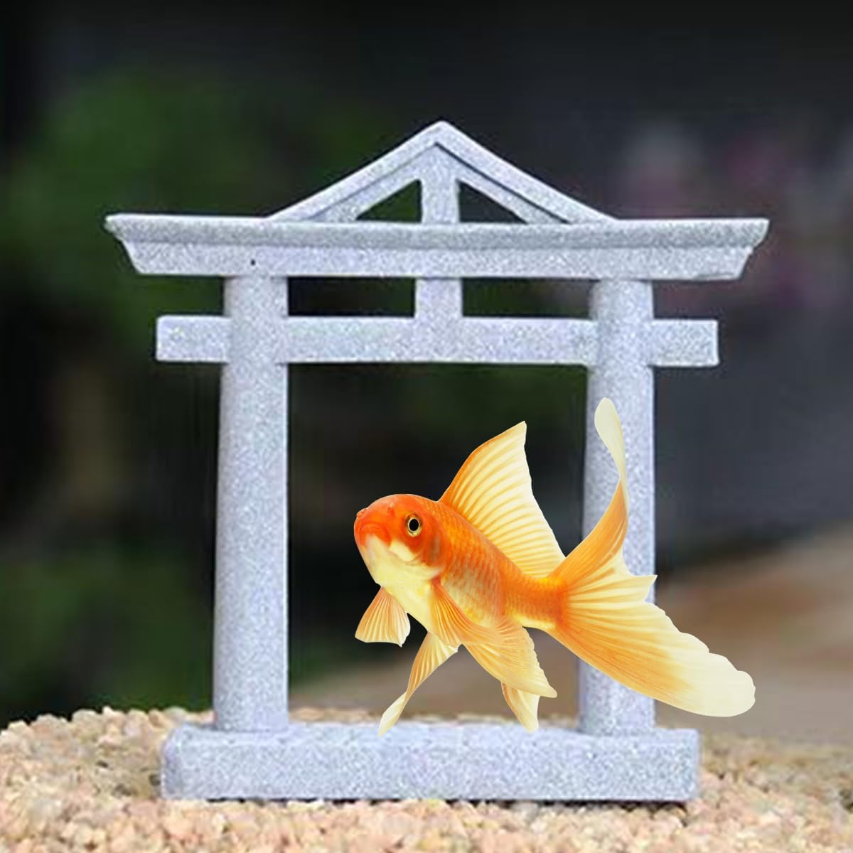 Livelyfish Japanese Fish Tank Decorations Asian Aquarium Decor Torii Gate Ornament Japanese Shrine Oriental Pagoda Aquarium Sandstone Bridge Statues Betta Fish Decorations for Tank, L2 image number 6