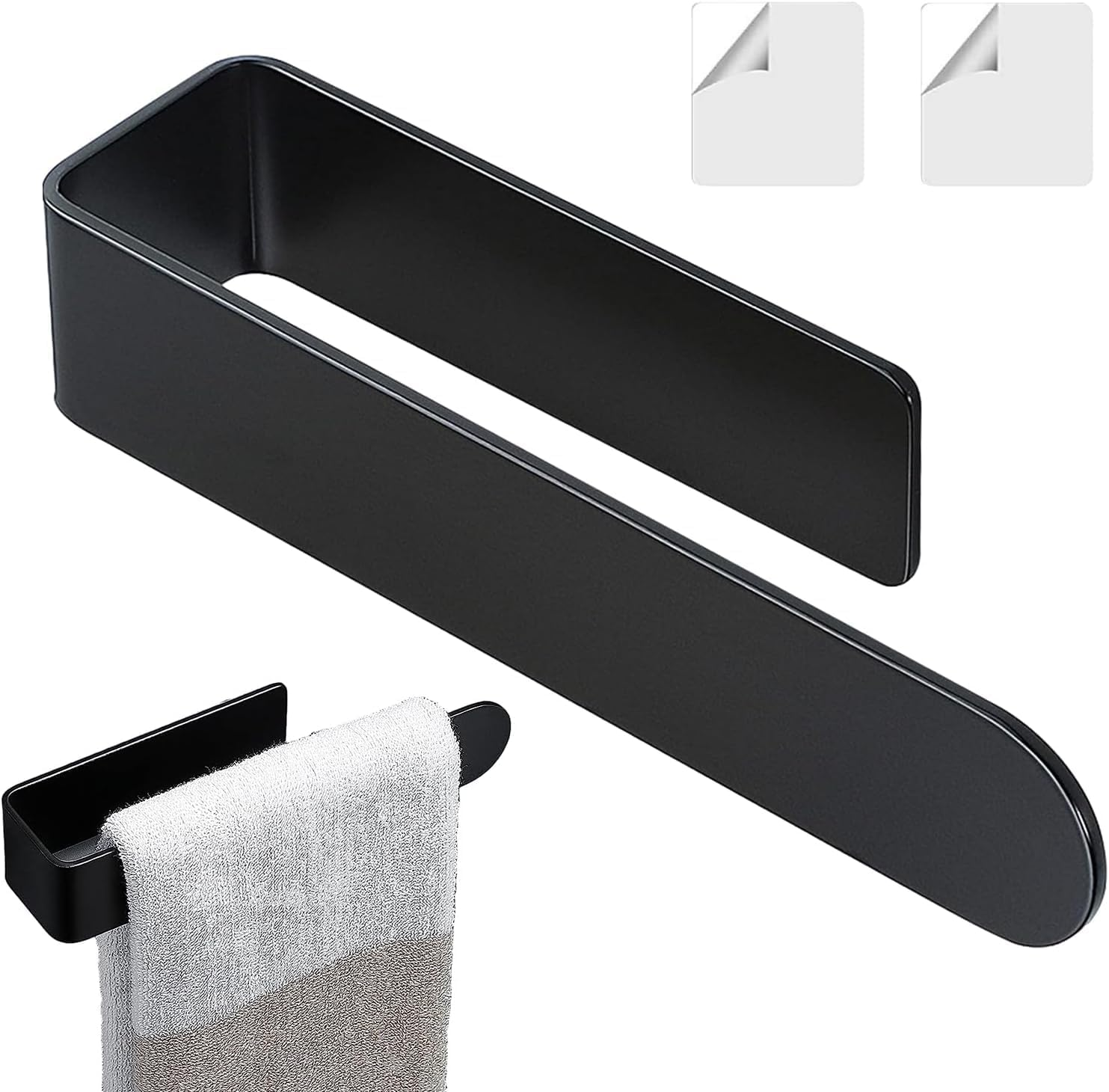 Towel Holder Bathroom Hand Towel Bar, Acrylic Plastics Towel Ring Self Adhesive Towel Bar for Bathroom or Kitchen Wall, Contemporary Style Self Adhesive (White)