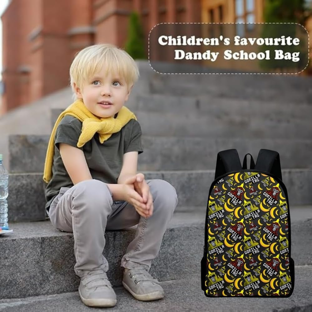 3Pcs Anime Gorilla Backpack Set,16In 3D Printed Cartoon School Bags for Elementary and Middle School Students and Game Fans Teens Birthday Gift.