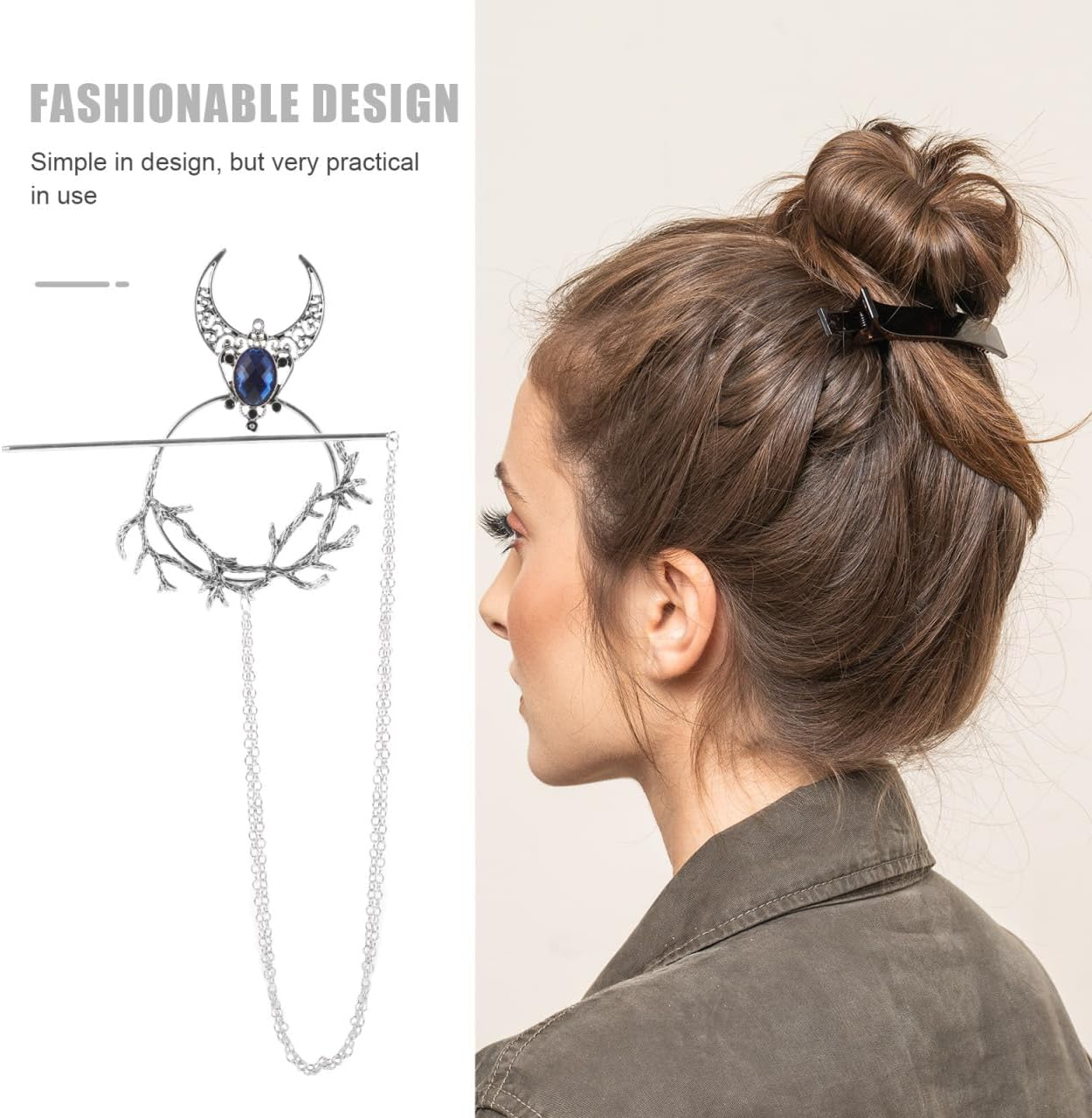 Generisch Witch Hairpin Creative Hair Clip French Hairpin Hair Pins Jewellery Hair Clip Blue Gothic Hair Accessories Hair Clips for Women Retro Hair Stick Alloy