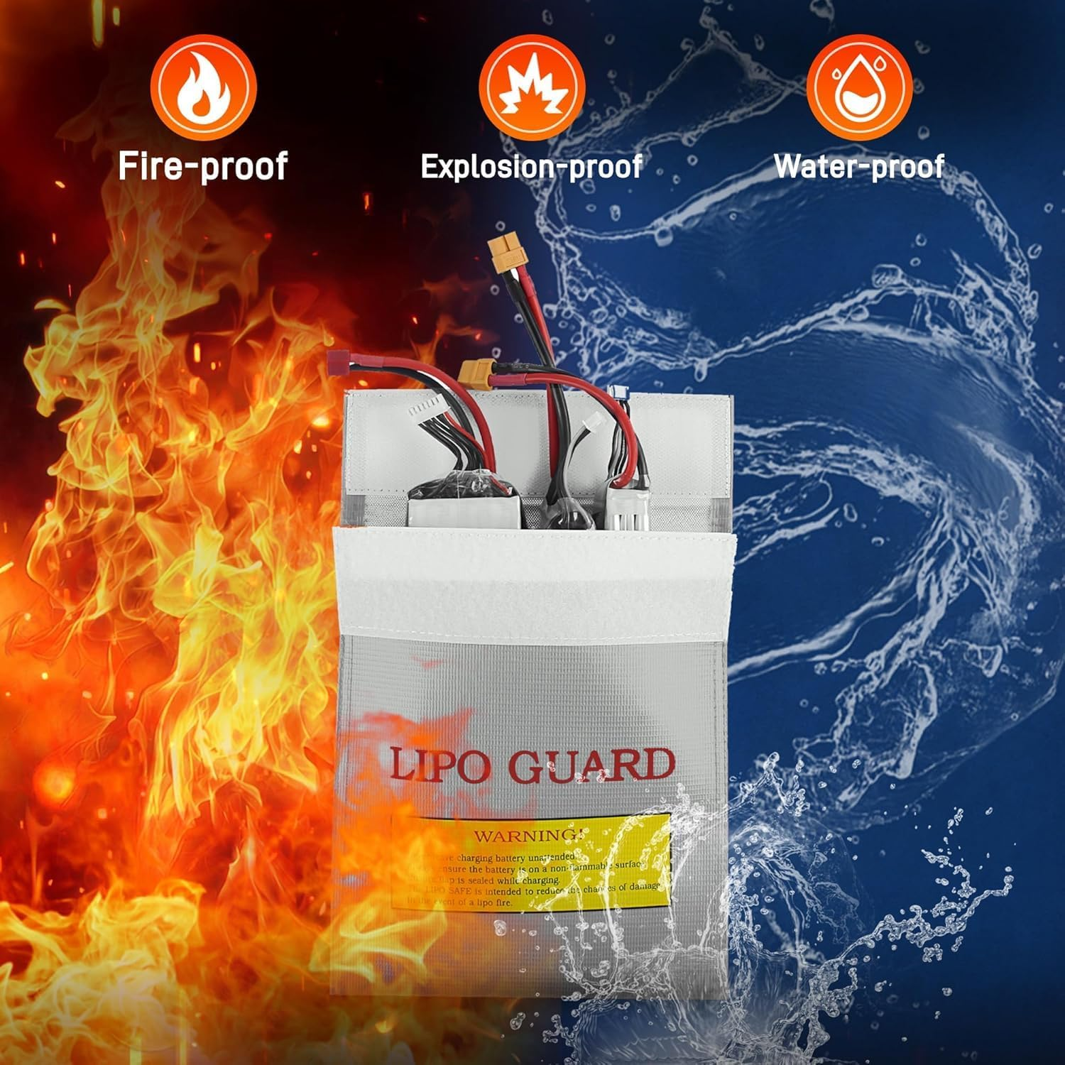 Lipo Battery Safe Bag,Fireproof Document Bag, 2 Pack Portable Fireproof Bag Waterproof Safe Document Box for Lipo Battery, Documents, Money, Jewelry,Phone (2, 23 X 30Cm) image number 1