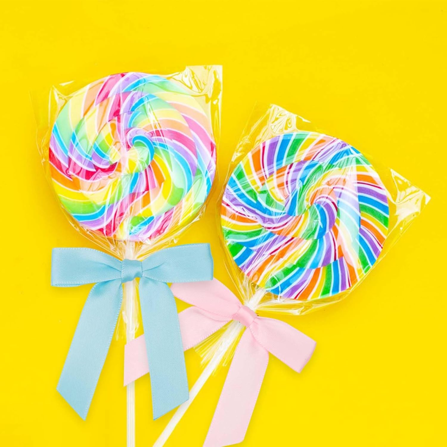 Satin Ribbon Sky Blue Bow Decor 2.5" Premade Pink Twist Tie Bows for Gift Wrapping Treat Bags Party Favors Wedding Decorations - 50 Counts - Black 1 image number 5