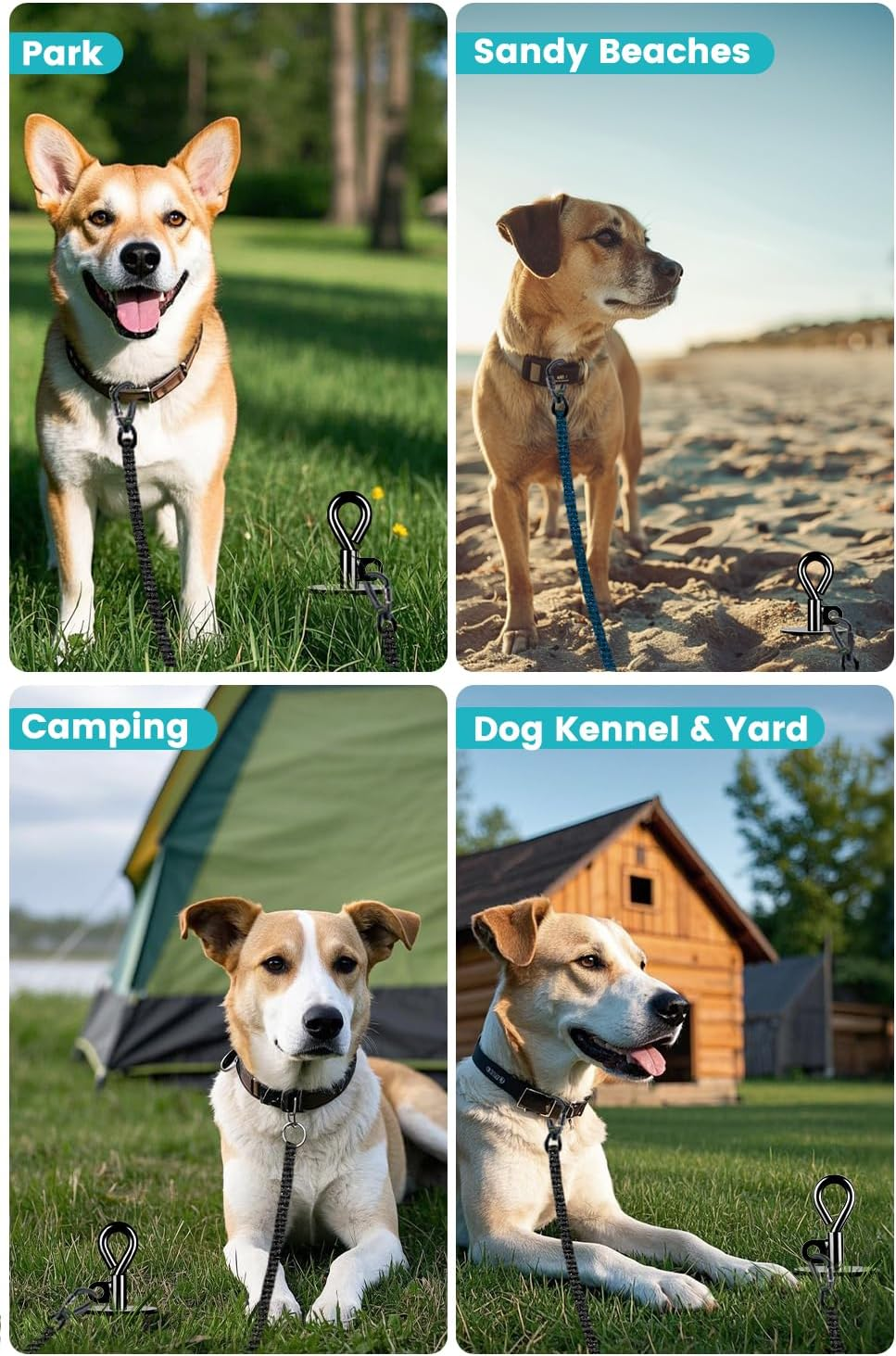 Tie Out Stake for Large Dogs up to 220 Lbs, Heavy Duty for Outside/Yard/Beach, 360&deg; Rotation No Tangling Anchor for Cable/Leads/Tether/Chain