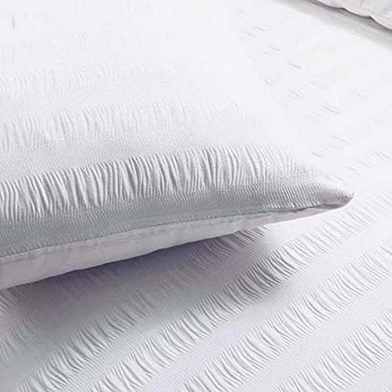 Seersucker Style Striped Quilt Duvet Doona Cover Set Bedding White Grey Pink (Blush Pink, Single) image number 2