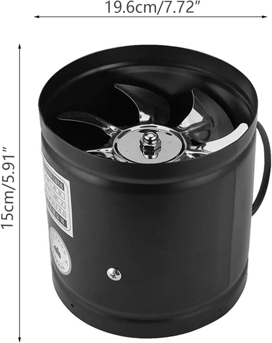 Btstil Exhaust Fan 200 Mm Inline Pipe Fan, 1000 M&sup3;/H Exhaust Air Supply Pipe Fan Industrial Fan Energy Consumption Quiet Operation Bathroom Fan for Office, Hall, Hydroponic Room, Black image number 3