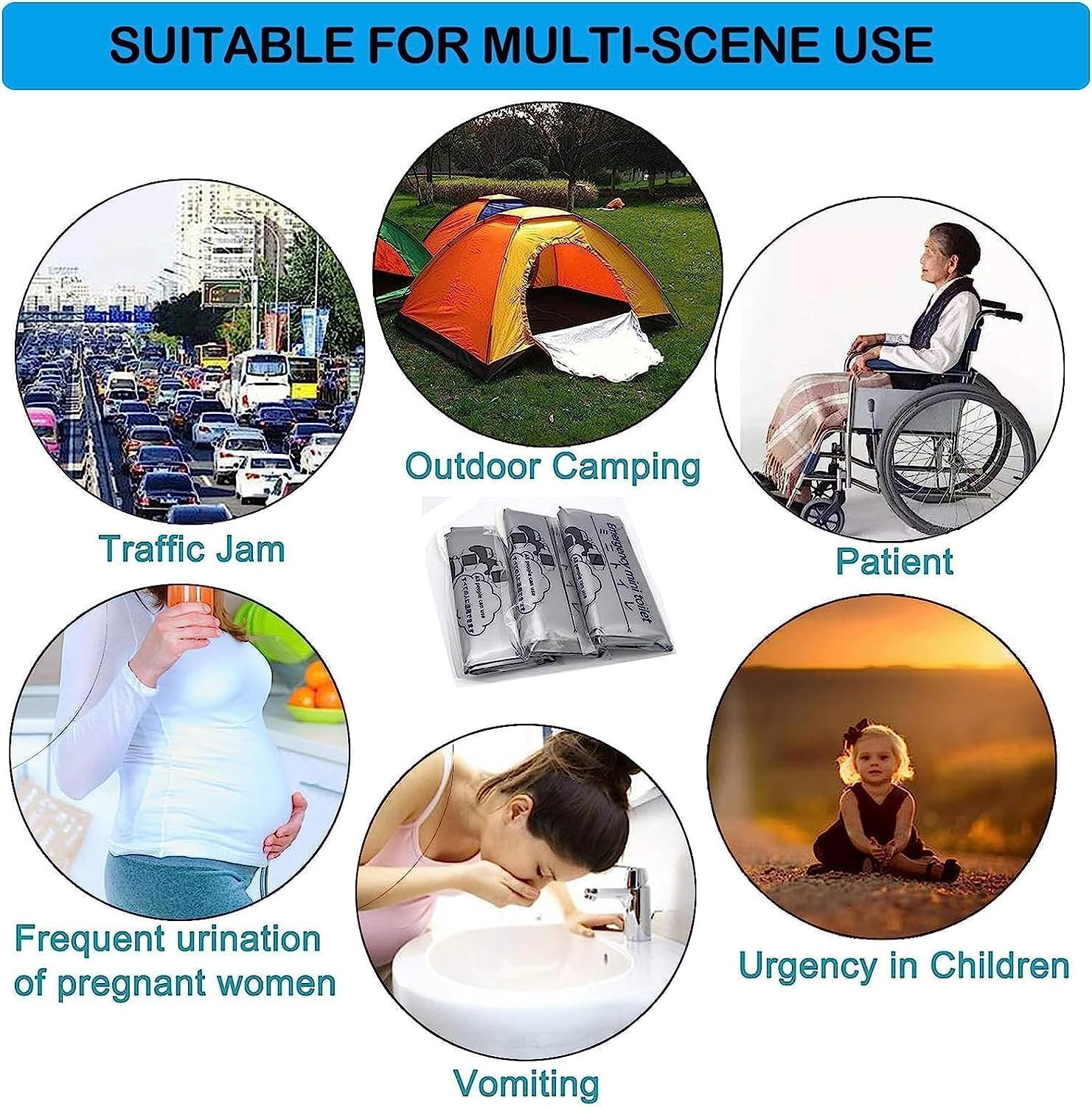 Disposable Urine Bags, 700ML Large Capacity Camping Pee Bags, Unisex Urinals Vomit Bags for Travel Urinal Toilet Traffic Jam Emergency Portable Toilet Bee Bag for Men Women Kids Patient (12 Pack)