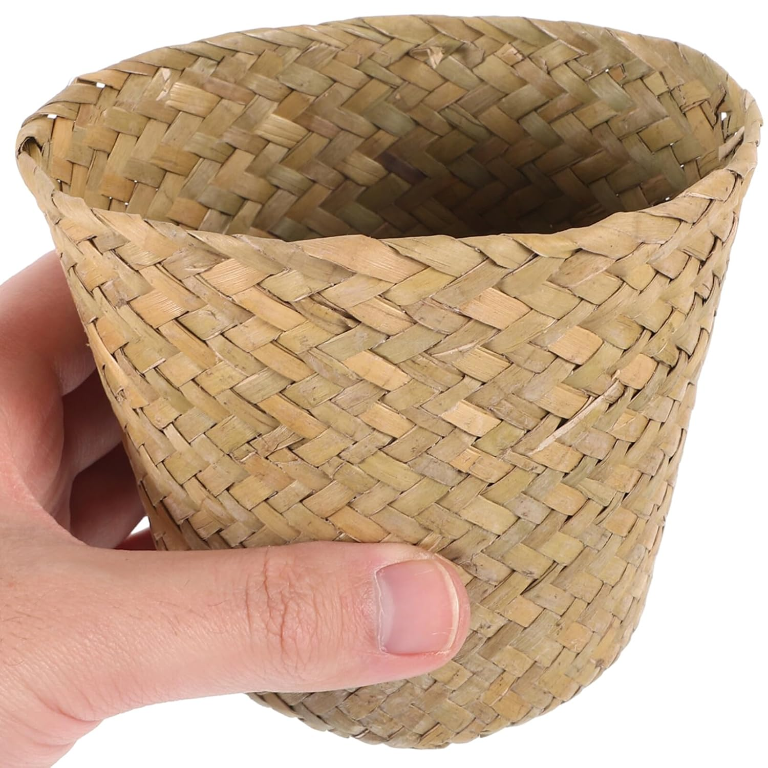 Ciieeo Mini Woven Trash Can Natural Straw Basket for Home Organizing Multifunctional Storage for Living Room and Aesthetically Pleasing Design image number 4
