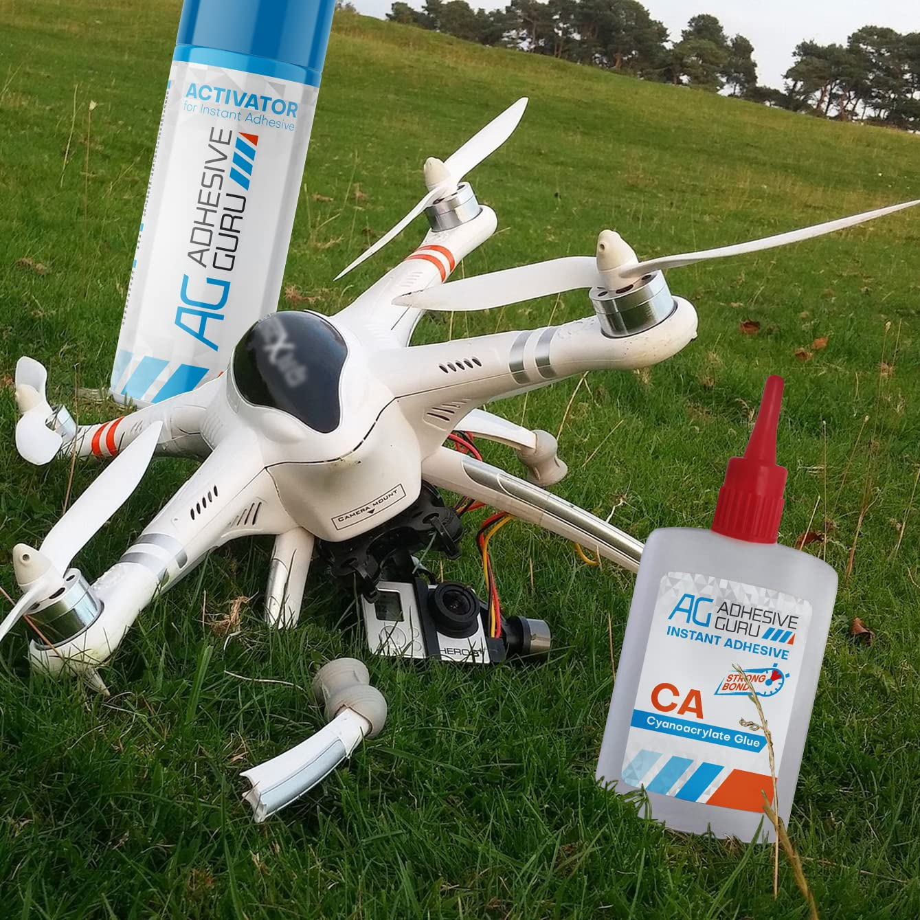 Adhesive Guru CA Glue with Activator Woodworking (2 X 09 Oz - 2 X 338 Fl Oz) Ca Glue Kit (2 Pack)