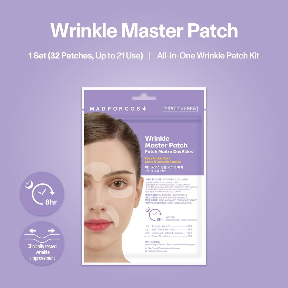 Hydrolyzed Collagen Overnight Wrinkle Patches for Elevens, Crows Feet, Lip Lines, Korean Skincare (32 Patches) image number 4
