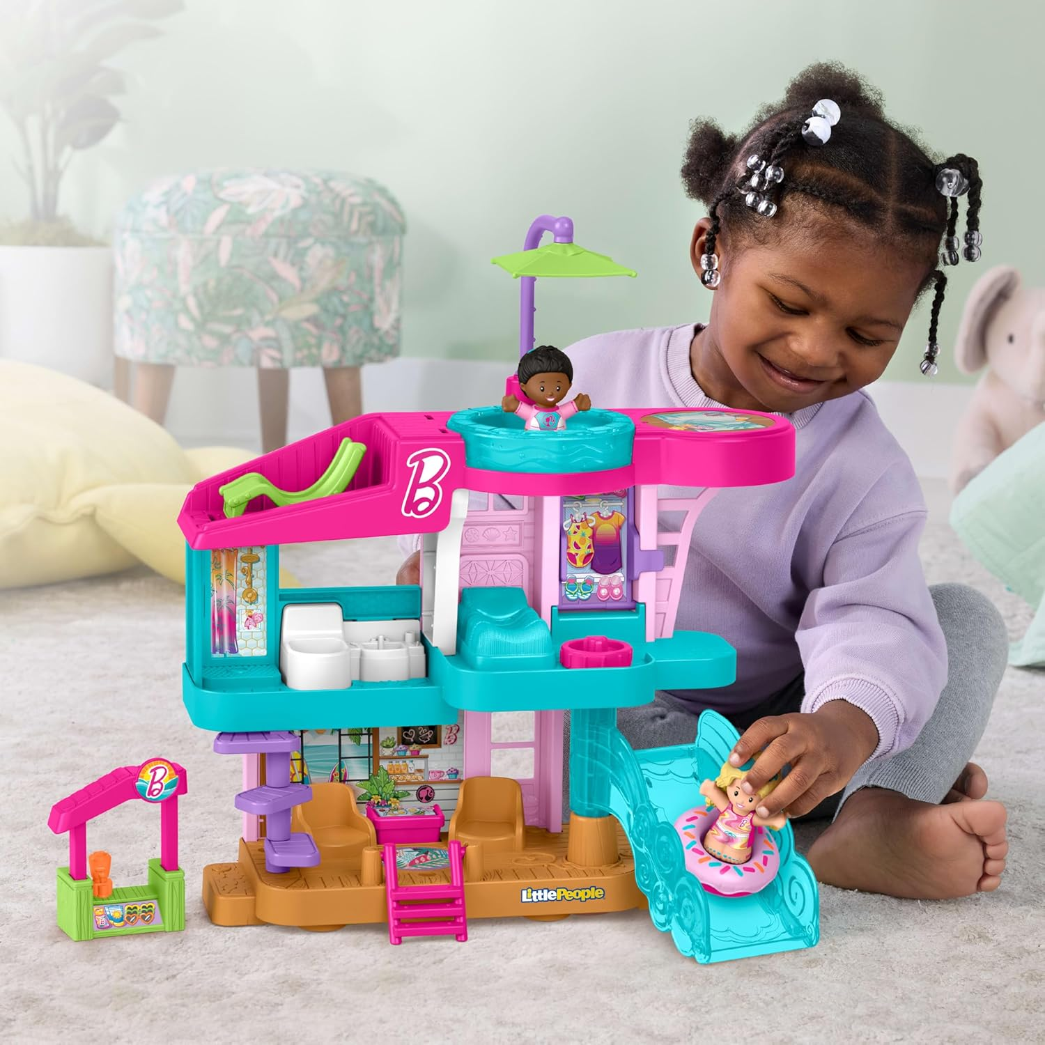Fisher-Price Little People Toddler Toy Barbie Beach House Playset with Figures & Accessories for Preschool Pretend Play Kids Ages 18+ Months image number 3