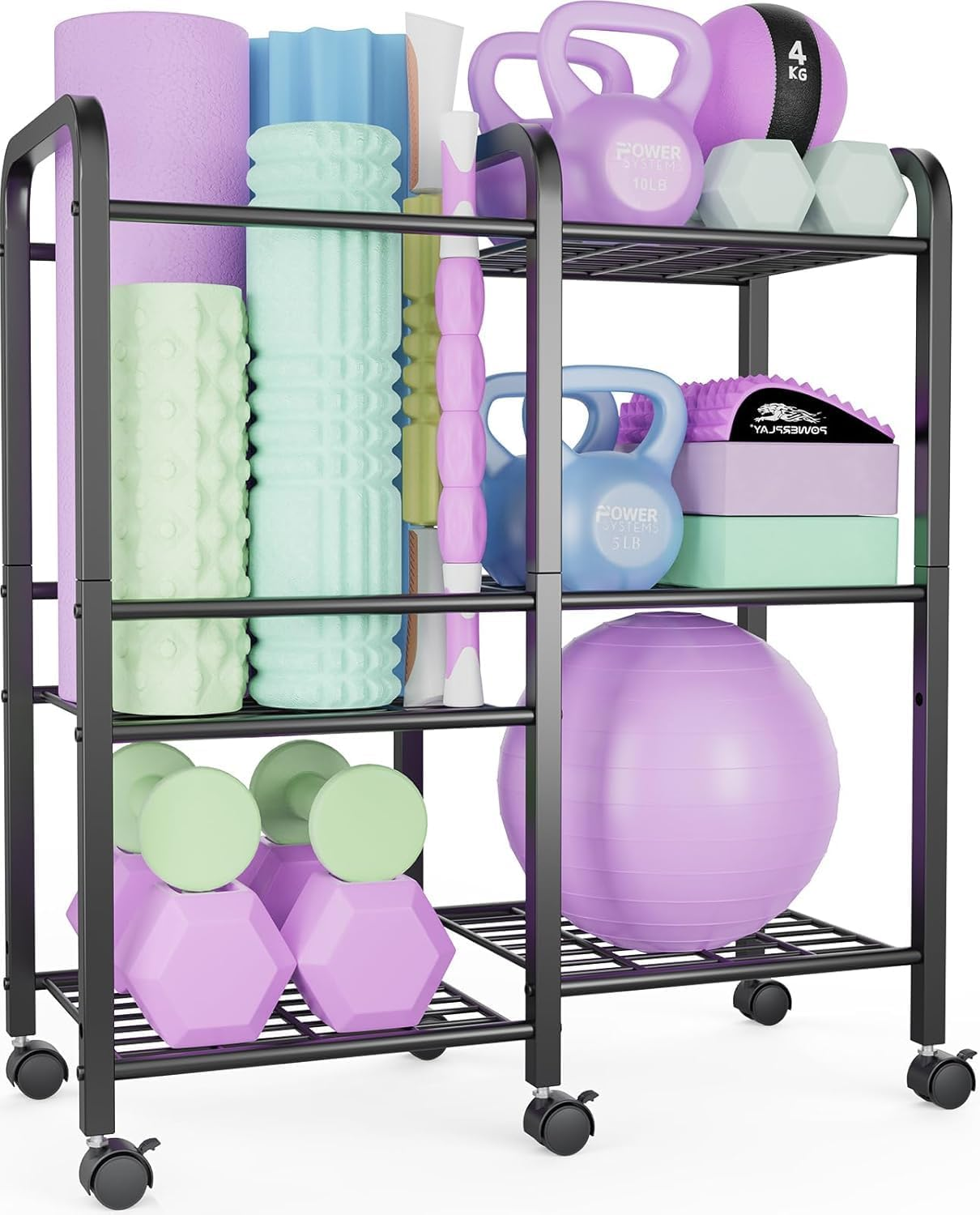 Yoga Mat Storage Rack Yoga Mat Holder Home Gym Equipment Workout Equipment Storage Organizer for Yoga Block,Foam Roller,Resistance Band,Dumbbell,Kettlebel