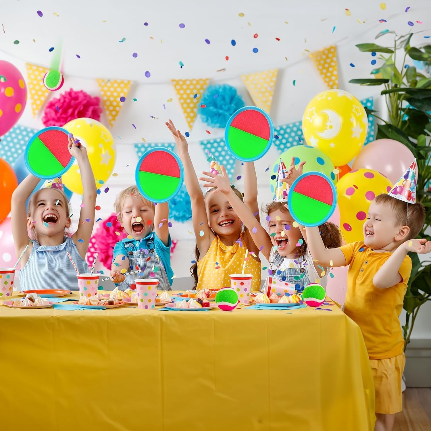 Beach and Water Toys - Toss and Catch Balls Game with Waterproof Velcro, 4 Paddles and 2 Balls - Pool and Outdoor Games for Kids and Adults image number 3