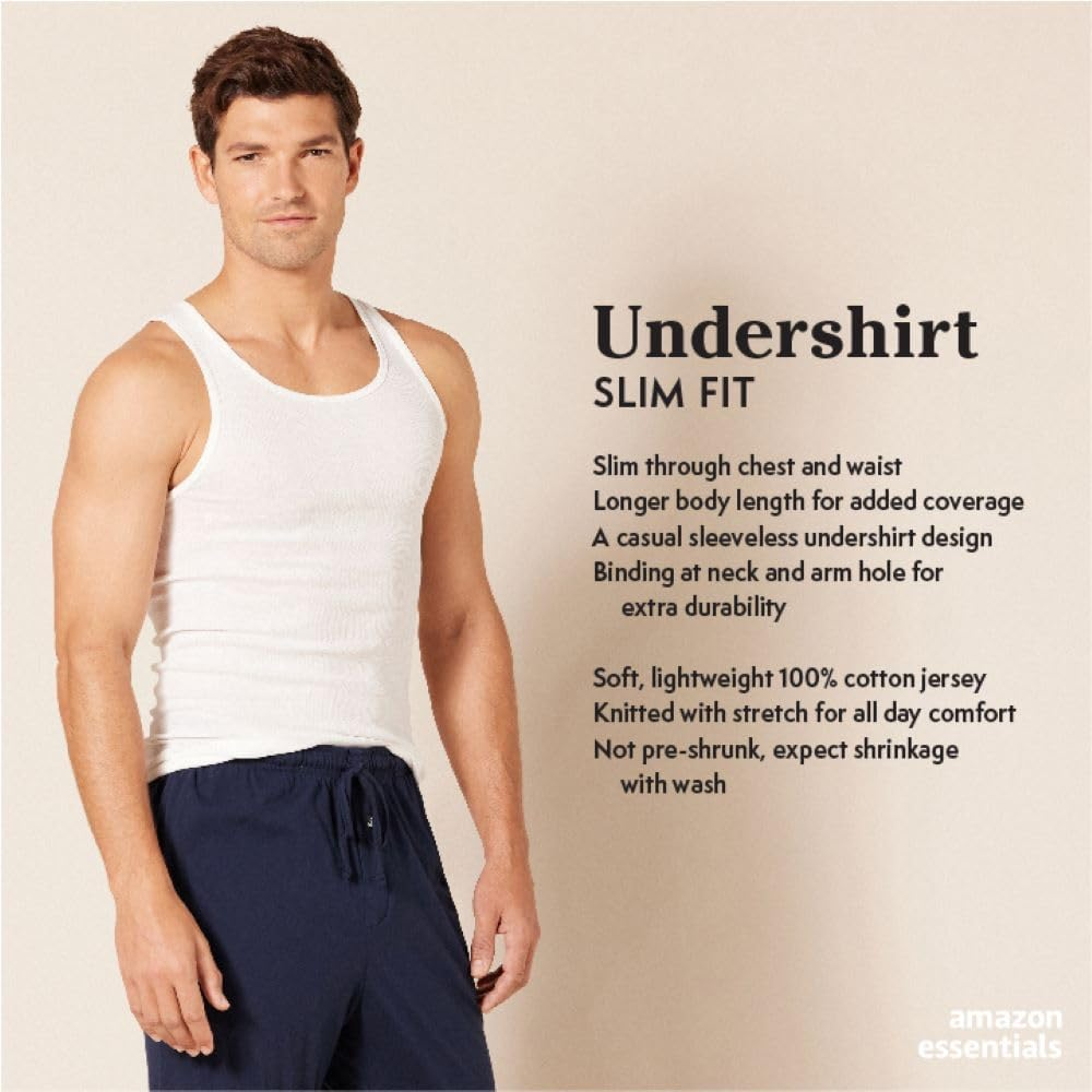 Amazon Essentials Men'S Lightweight Tank Undershirts, Pack of 6