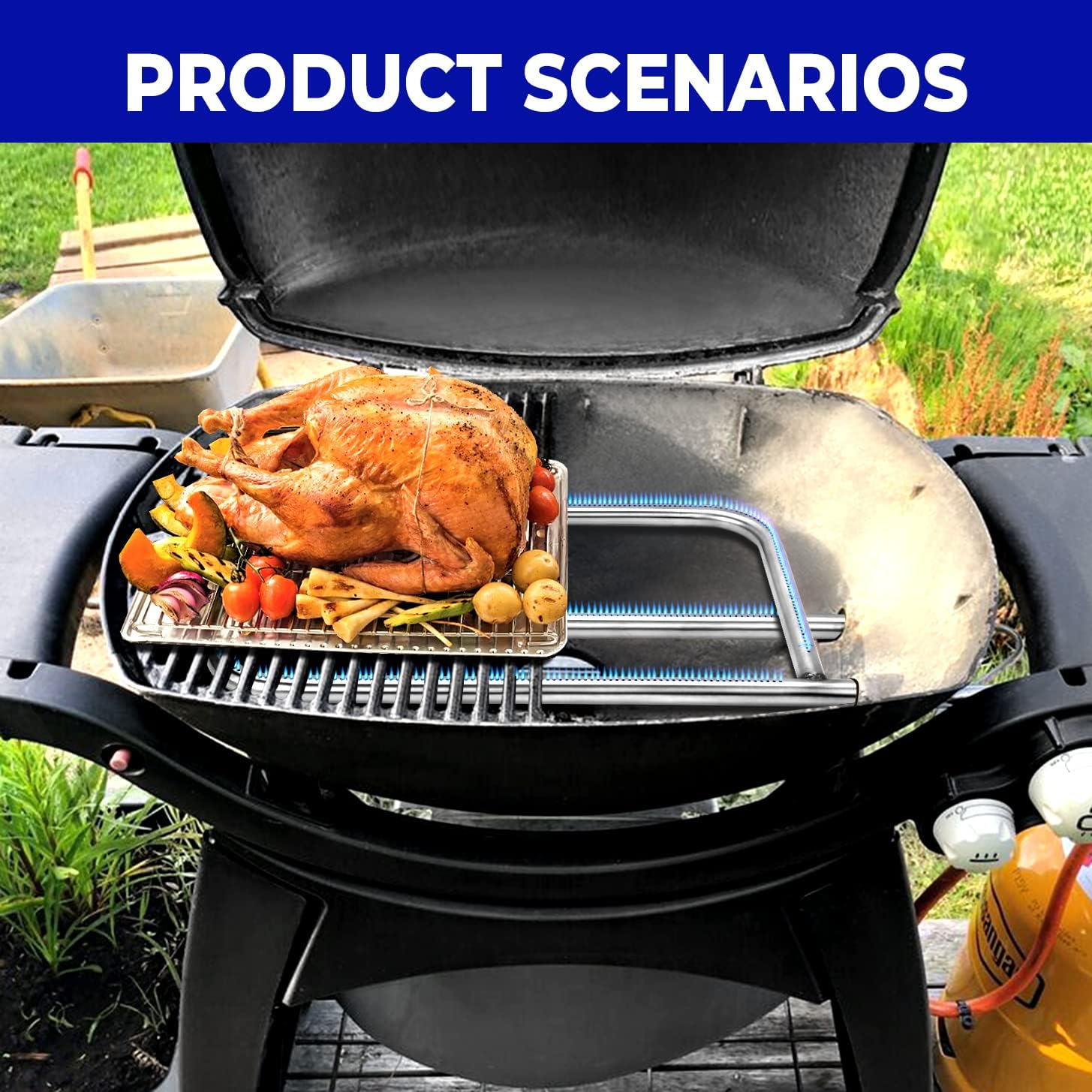 GGC Grill Burner Tube for Weber 65032 Q300 Q320 Q3000 Q3200 Series Grills, Stainless Steel 60036 Grill Burner Tube Set Replacement for Weber 404341 57060001 586002 image number 3