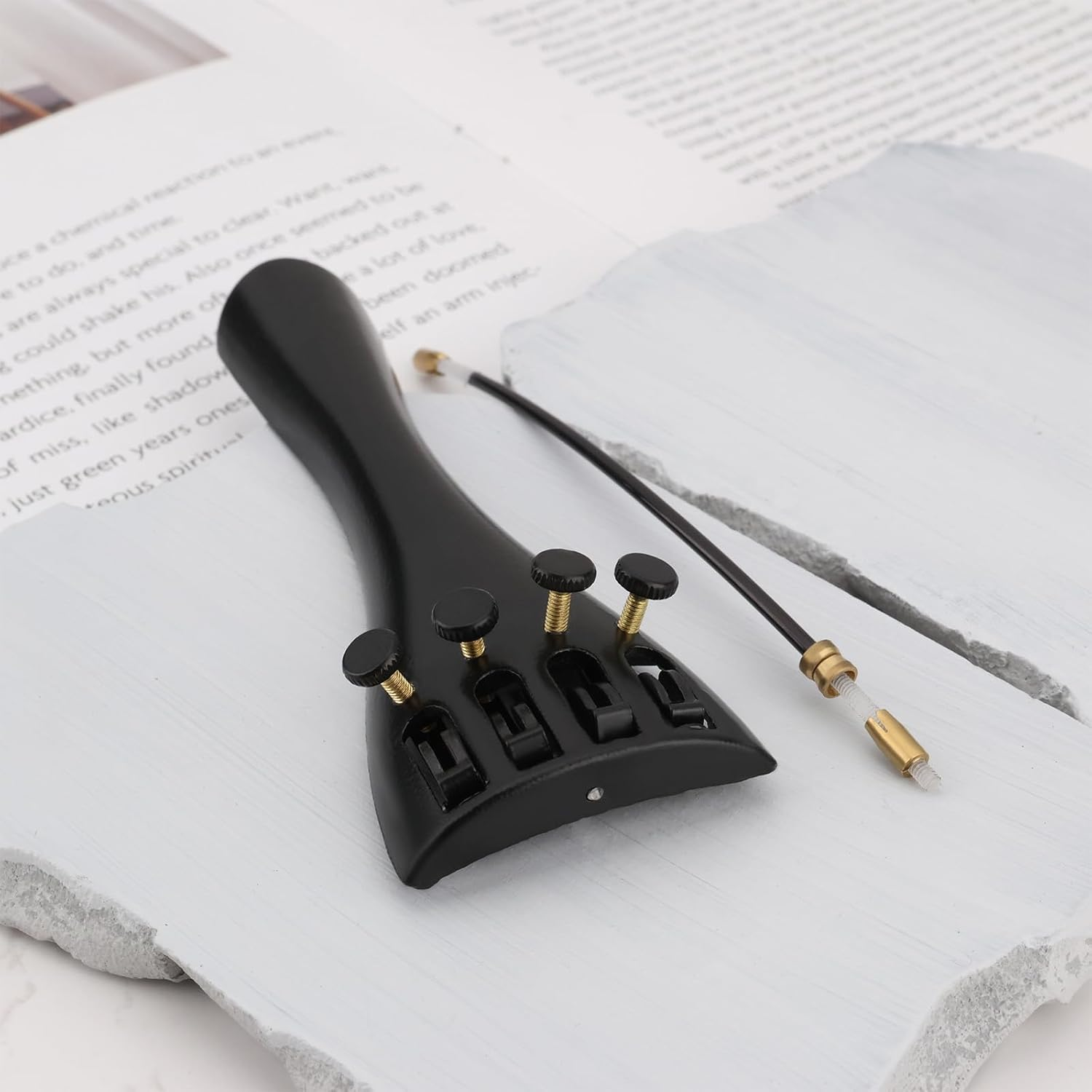 Create Idea 4/4 & 3/4 Violin Aluminum Alloy Tailpiece with 4 Fine Tuners, Black image number 3