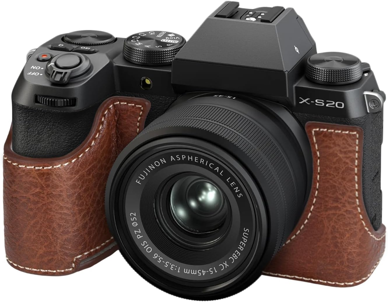 VOVMOEYA XS20 Case,Half Camera Case for Fuji XS20,PU Leather Camera Half Case Compatible with Fujifilm X-S20 Digital Camera - Black