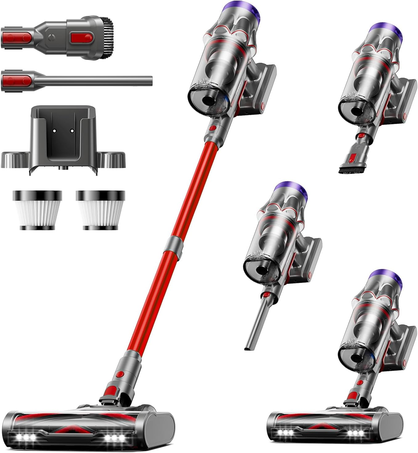 Cordless Vacuum Cleaner, 50Kpa 600W 65Mins Vacuum Cleaner for Home, Anti-Tangle Self-Standing Stick Vacuum with Scented Tablet, Upgraded Dust Cup Scraping, Vacuum Cordless for Pet Hair/Carpet/Floors image number 3