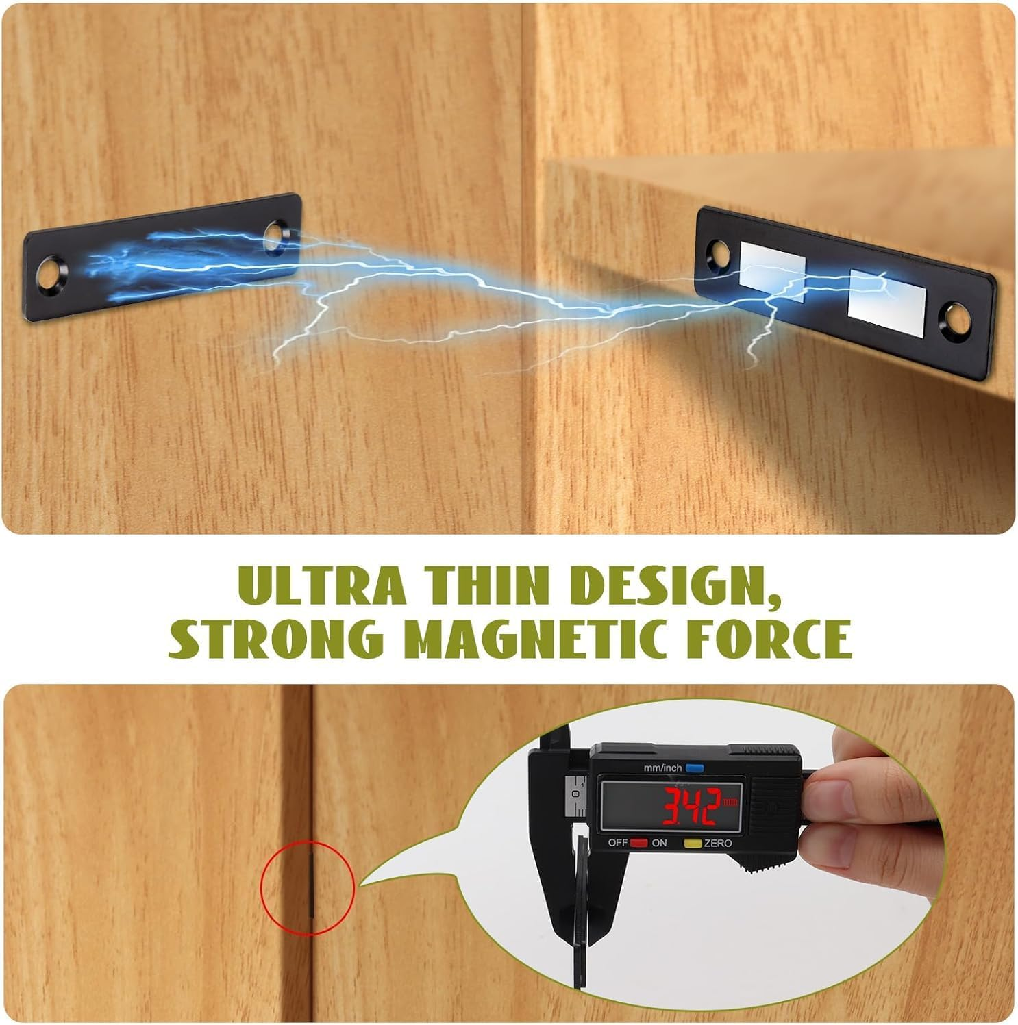 4 Pack Magnetic Door Catch Black, Heavy Duty Cabinet Latch, 30 Lb Cabinet Drawer Door Magnets, Kitchen Magnets Closures image number 3