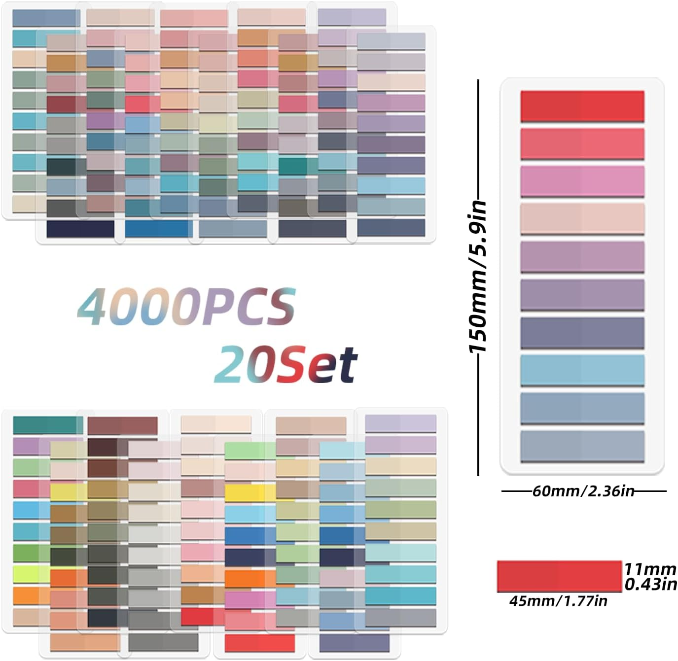 LEEGAWU 4000Pcs Sticky Tabs for Annotating Books Tabs Morandi Sticky Flags Clear Transparent Page Markers Strip Page Flags Colored Tabs,Multi-Colored Writable and Repositionable Book Flags Strip image number 2