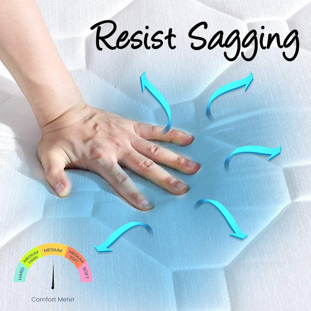 Dreamz Queen Mattress Knitted Fabric, 20Cm Thickness, with 5-Zone Pocket Spring System, High-Density Foam,Tight Top, Medium Firm Coil Bedding, Breathable Top, 15Yrs Warranty, White