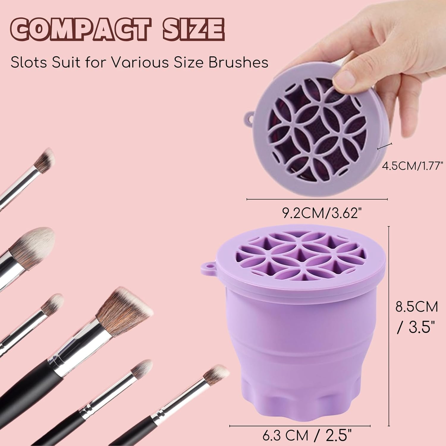 3-IN-1 Silicone Makeup Brush Cleaner & Holder - Portable Folding Washing Tool,Travel-Friendly Brush Cleaner Mat for Brushes,Sponge,Powder Puff - Cosmetic Brush Cleaning & Drying Organizer-Purple - Purple image number 4