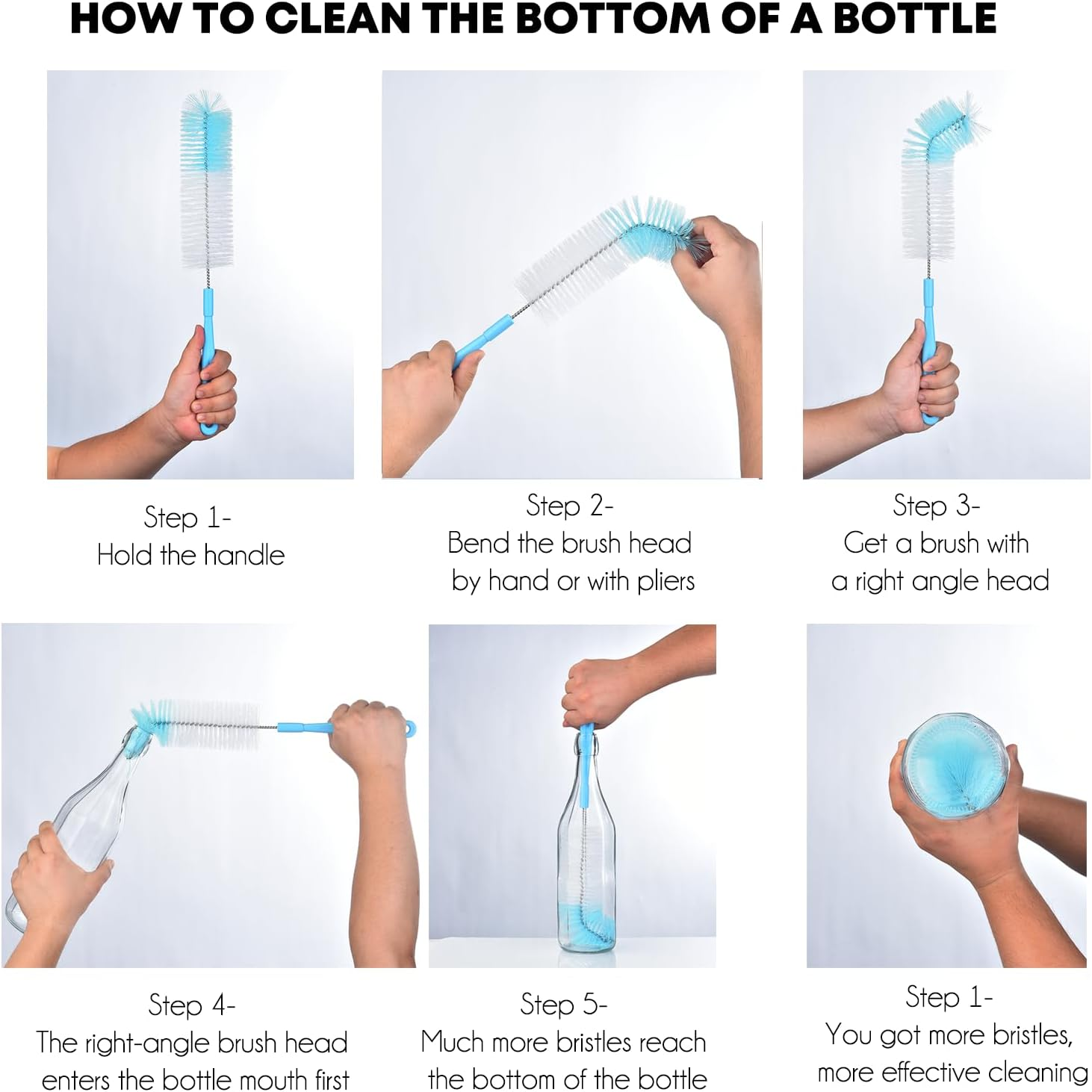 ALINK 17In Extra Long Bottle Cleaning Brush Cleaner for Washing Narrow Neck Beer/Wine/Thermos, Brewing Bottles, Hummingbird Feeder image number 5