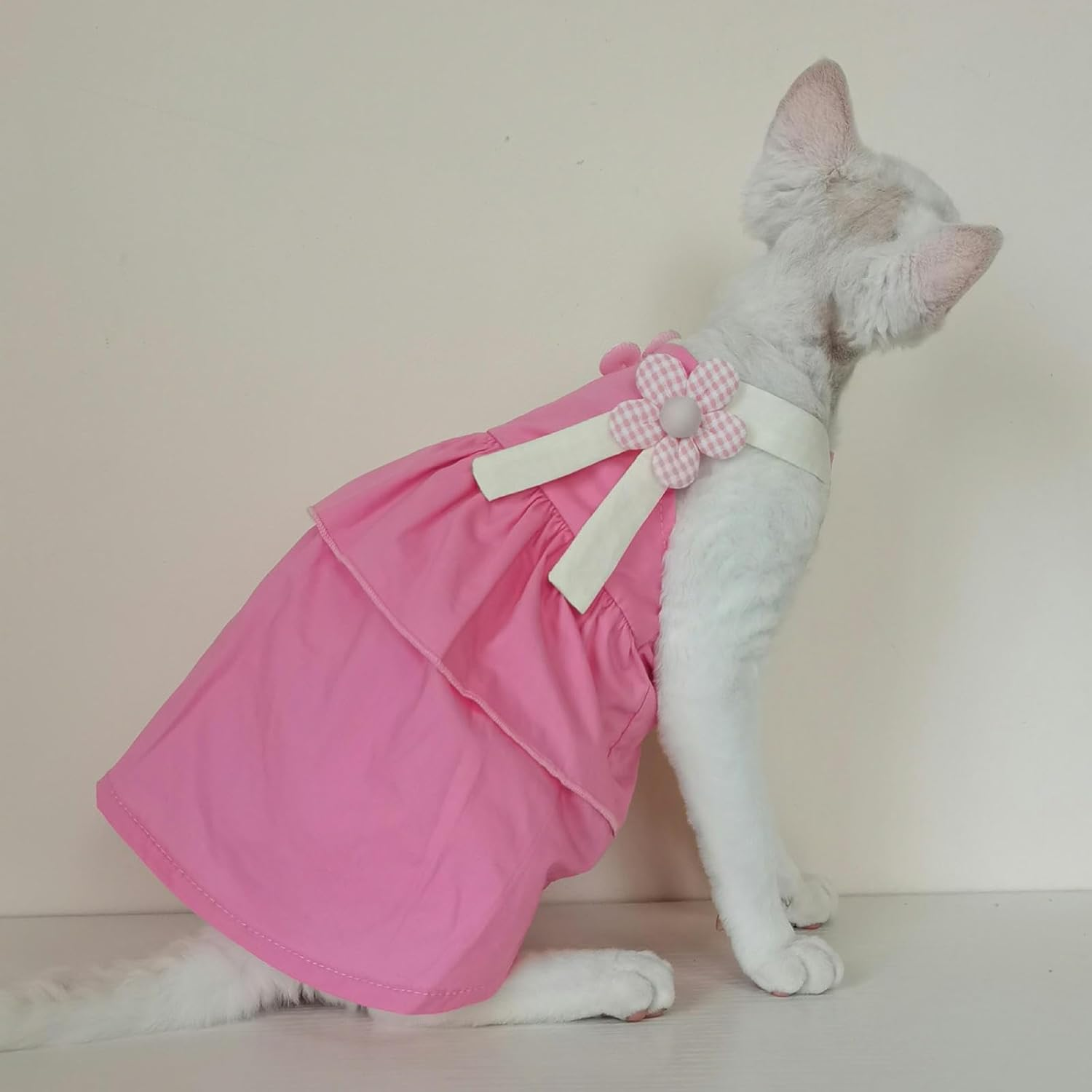 IUOUTG Hairless Cat Clothes Girl Cat Princess Dress Cute Flower Pet Sling Tank Tops Skirt Soft Lightweight Cat Pullover Vest for Cornish Rex, Devon Rex image number 2