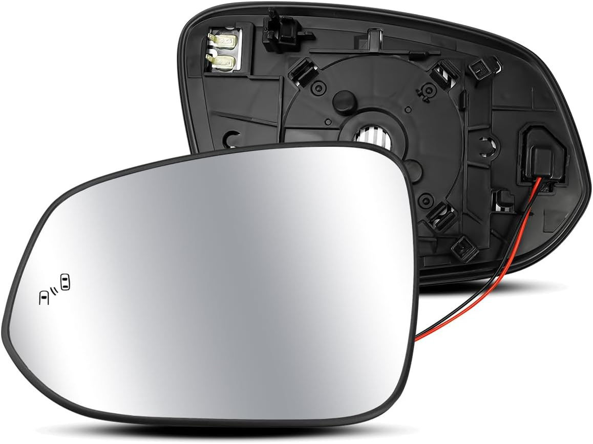 Side Mirror Glass with Blind Spot Detection Fits for Toyota RAV4 2013-2023 Tacoma 2016-2021, Left Driver Side Rearview Mirror Lens with Heat Defogging Backing Plate Replace 879610R100 TO1324129 image number 2
