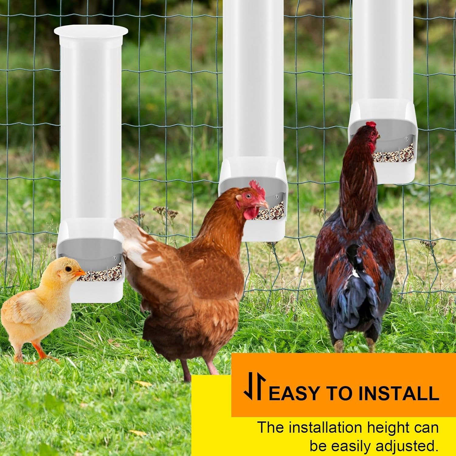 Pet Scene Chicken Feeder and Waterer Set, 3 Kg Poultry Chicken Feeder and 4 Litre Waterer System with Rain Cover,Automatic Water Dispenser Kit Auto Aviary Chook Chick Hen Quail Drinking Cup image number 1