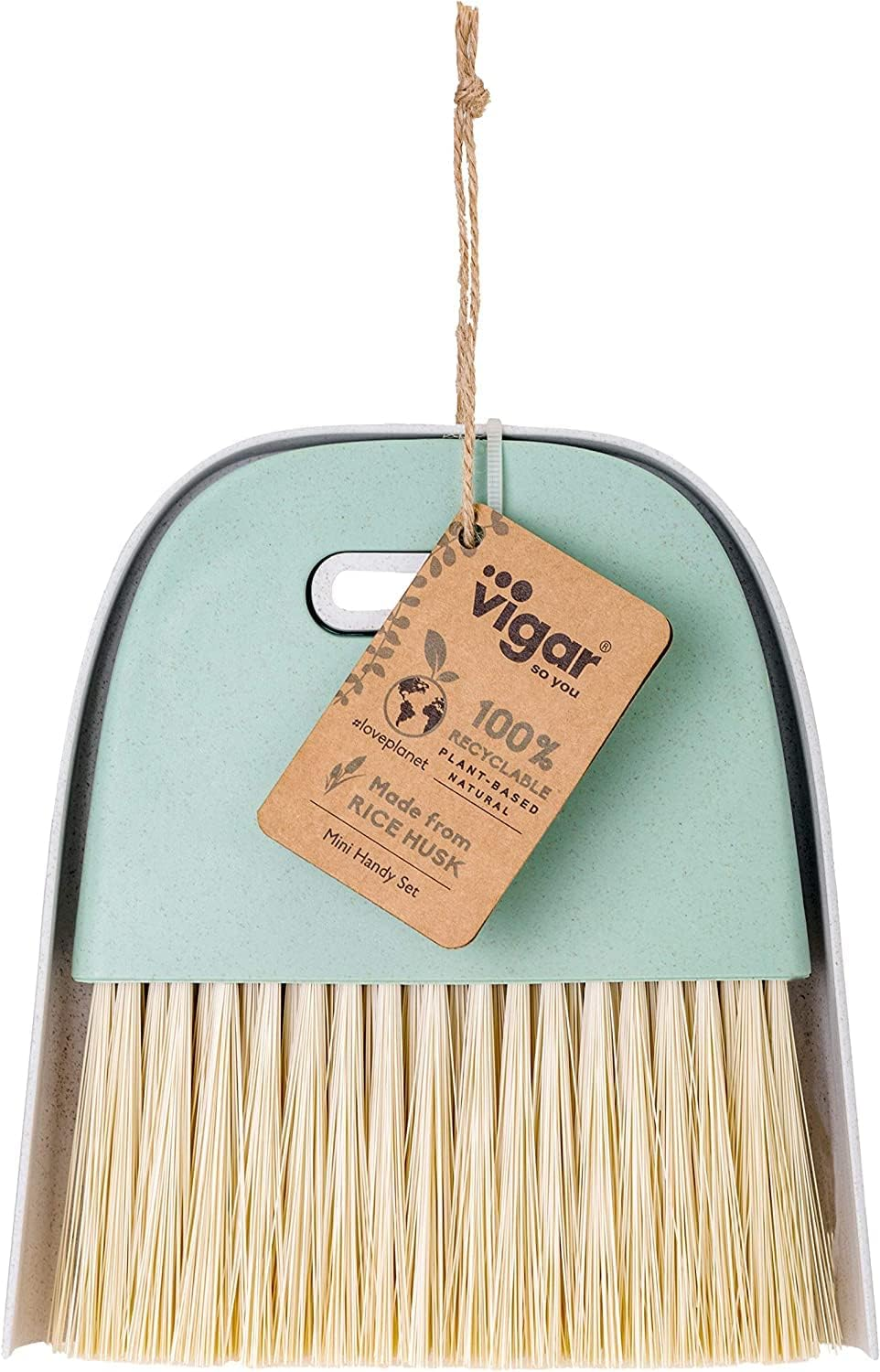 VIGAR Light Grey Dustpan and Small Broom Set-Product Made with Sustainable Materials, Turquoise, Peque&ntilde;o image number 5