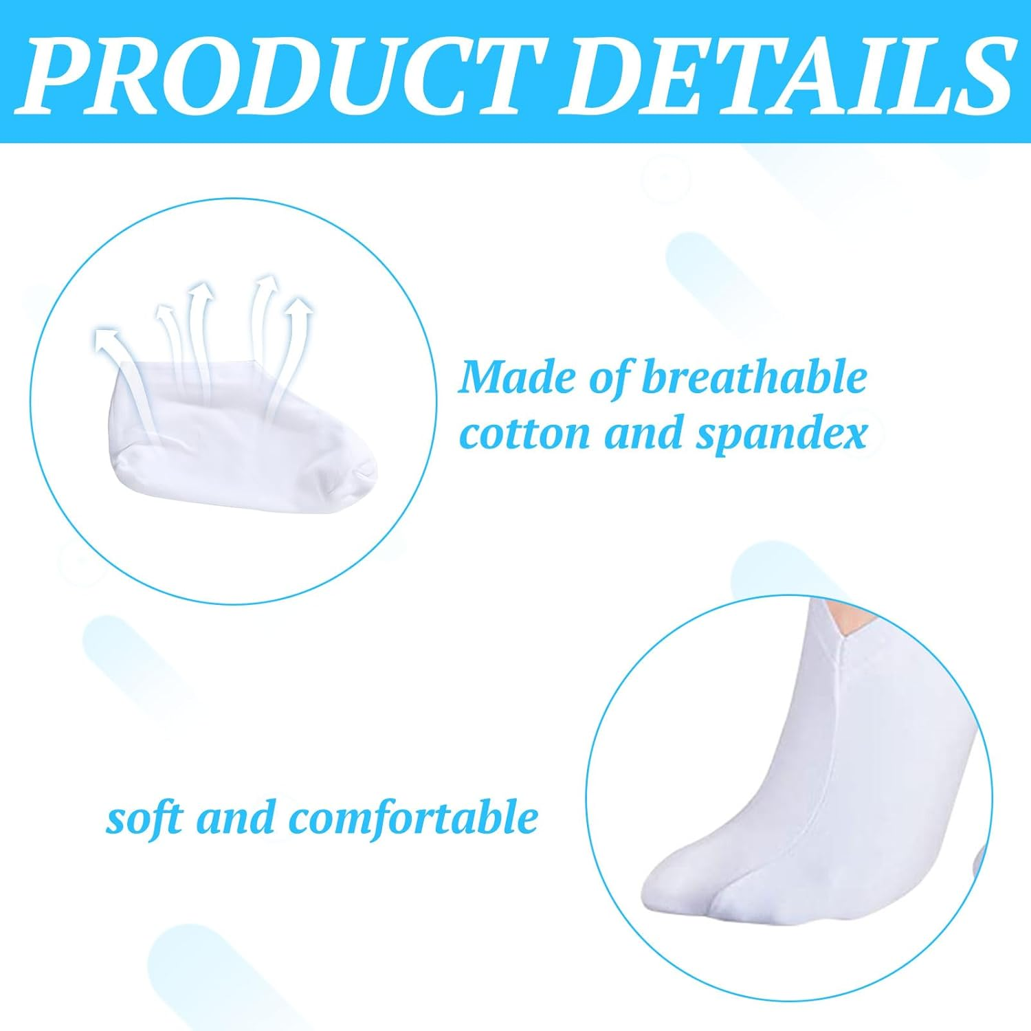 Moisturising Socks for Dry Cracked Feet, Foot Spa Cotton Socks, Cosmetic Moisturizing Socks Overnight for Repairing Dry Feet, Cracked Heel Repair, Foot Care and Softening Rough Skin image number 5