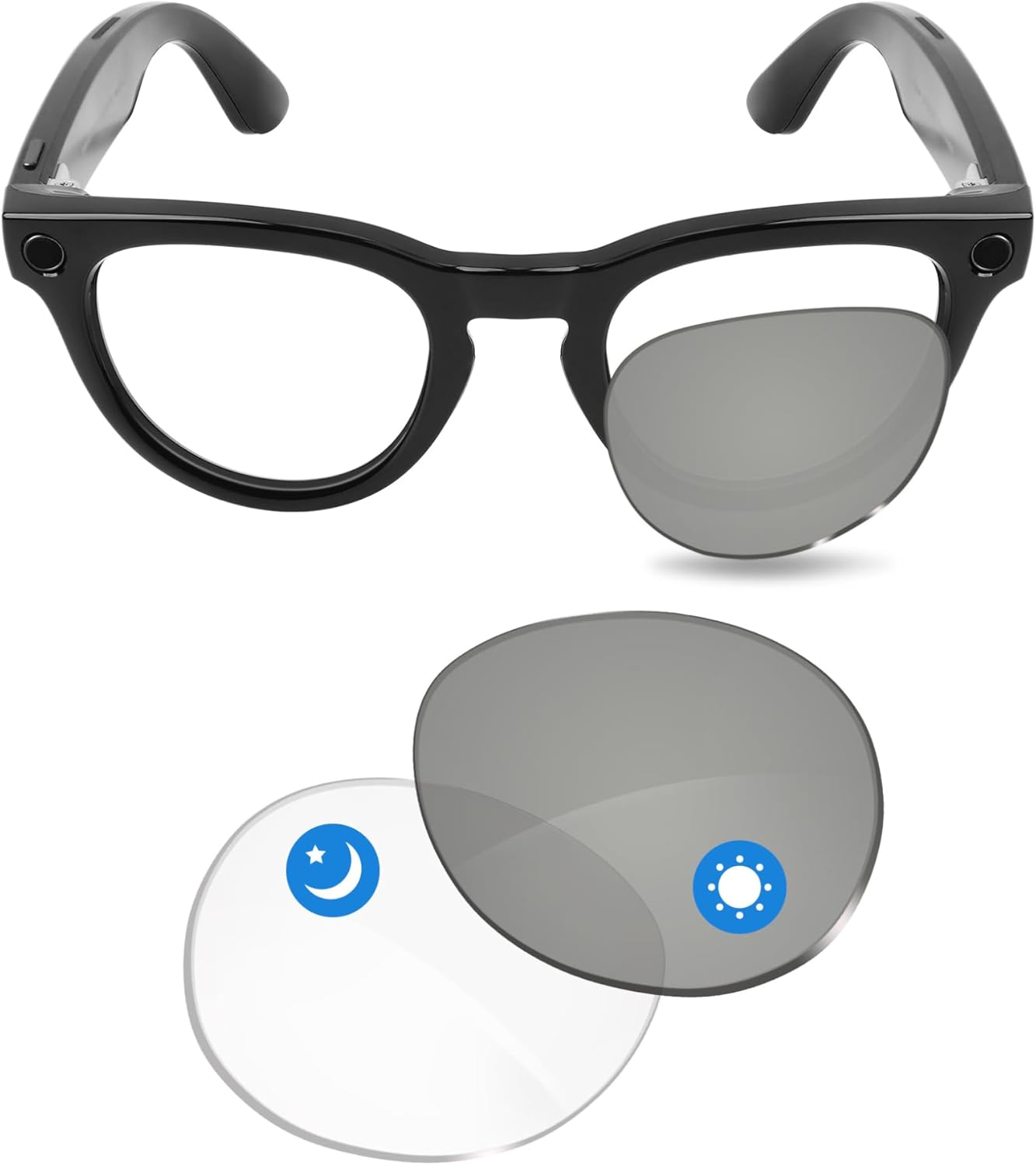 Glintbay Replacement Lenses Compatible with Ray-Ban Meta Lenses RW4009 Photochromic Clear 50Mm Headliner Classic Upgrade Accessories image number 1