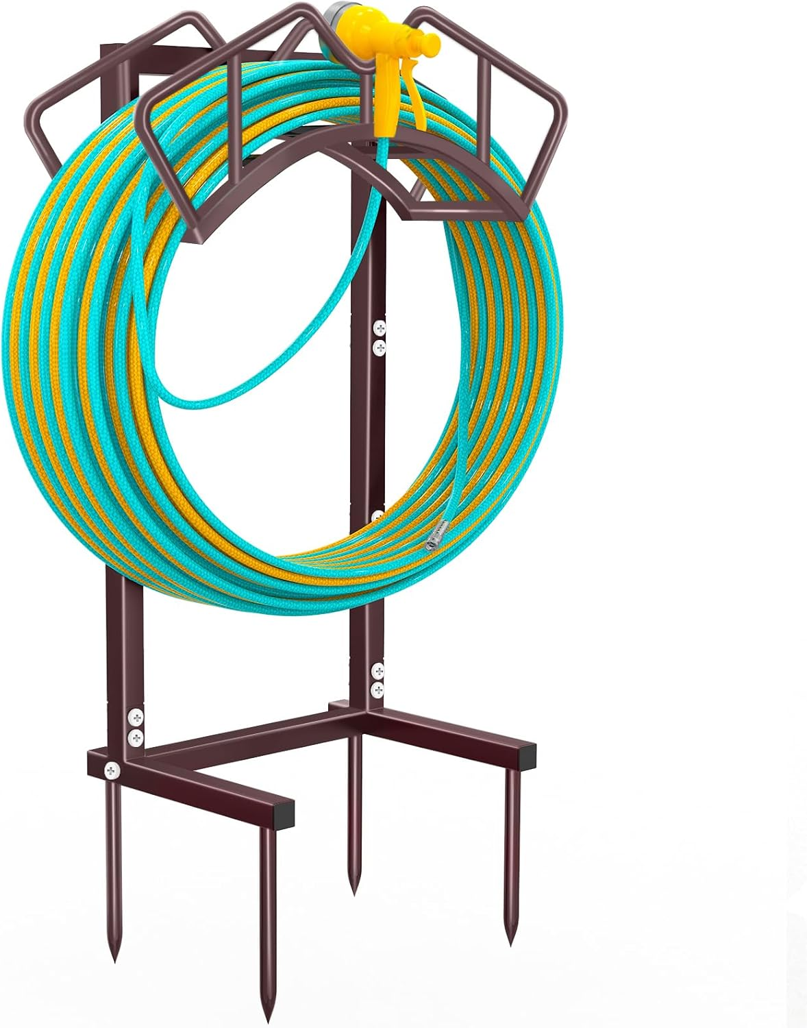 Qatsrin Super Stable Garden Hose Holder, Detachable Water Hose Holders Hose Storage Hold 120-Feet Hose, Water Hose Holder for Outside, Yard, Lawn, Farm (Black)