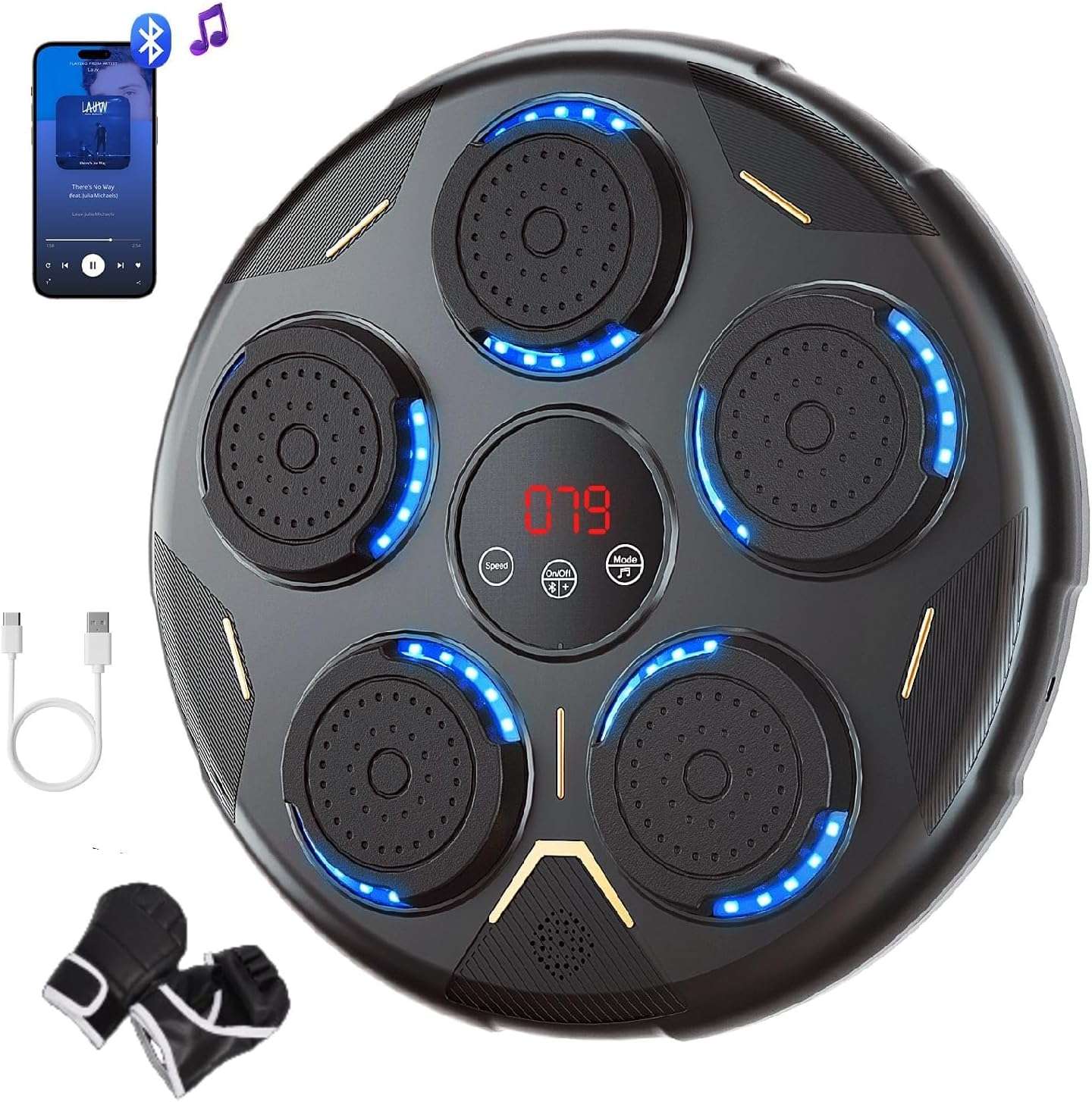 New Music Boxing Machine, Wall-Mounted Smart Bluetooth Punch Trainer, 9 Adjustable Modes & LED Speed Display, for Home, Indoor and Gym, Electronic Punching Equipment image number 1