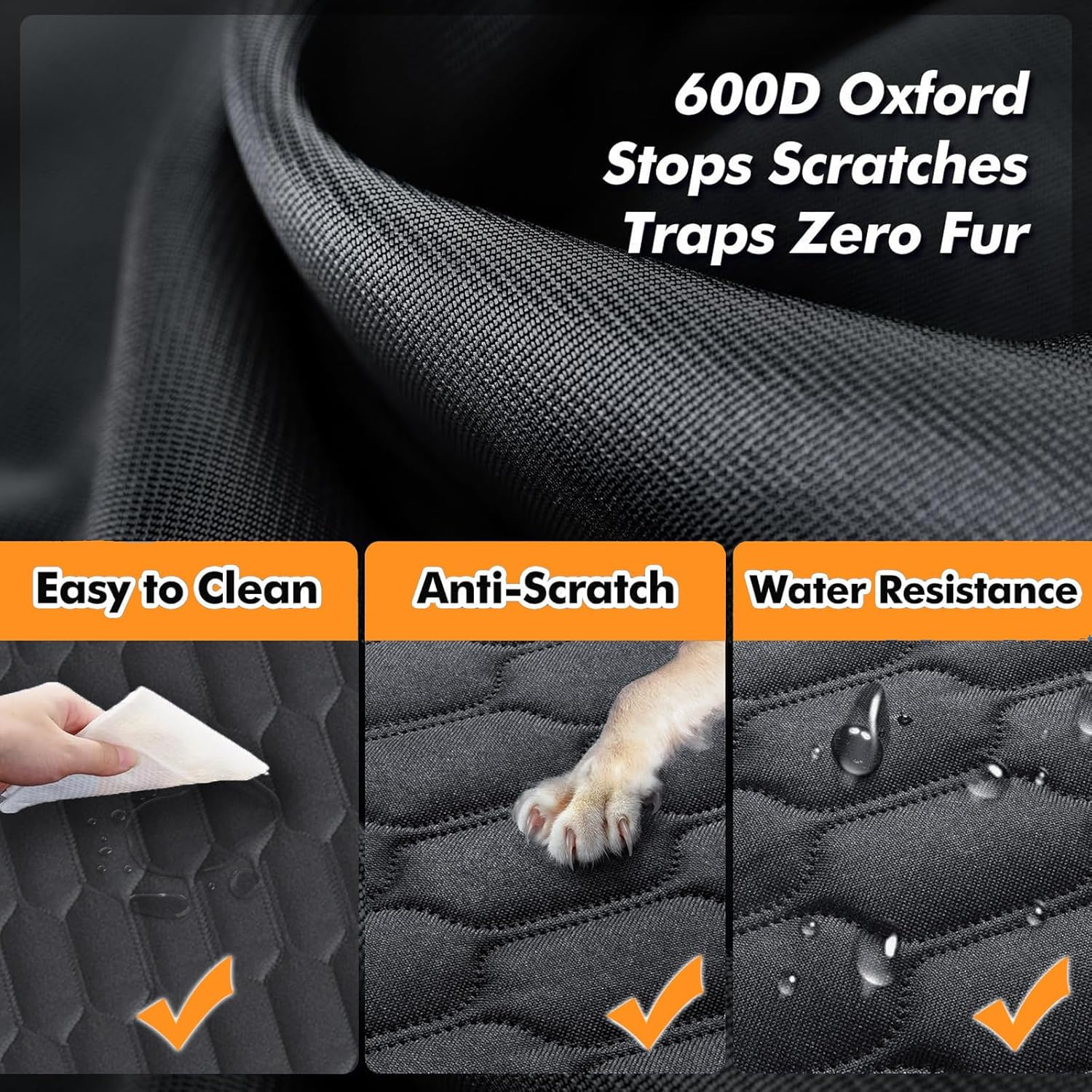 Hard Bottom Dog Car Seat Cover, Foldable Car Seat Extender for Dogs, Dog Car Hammock Waterproof with 220KG Load, 3 in 1 Dog Car Seat Protector for Back Seat with Mesh Window for Cars＆Trucks＆Suvs