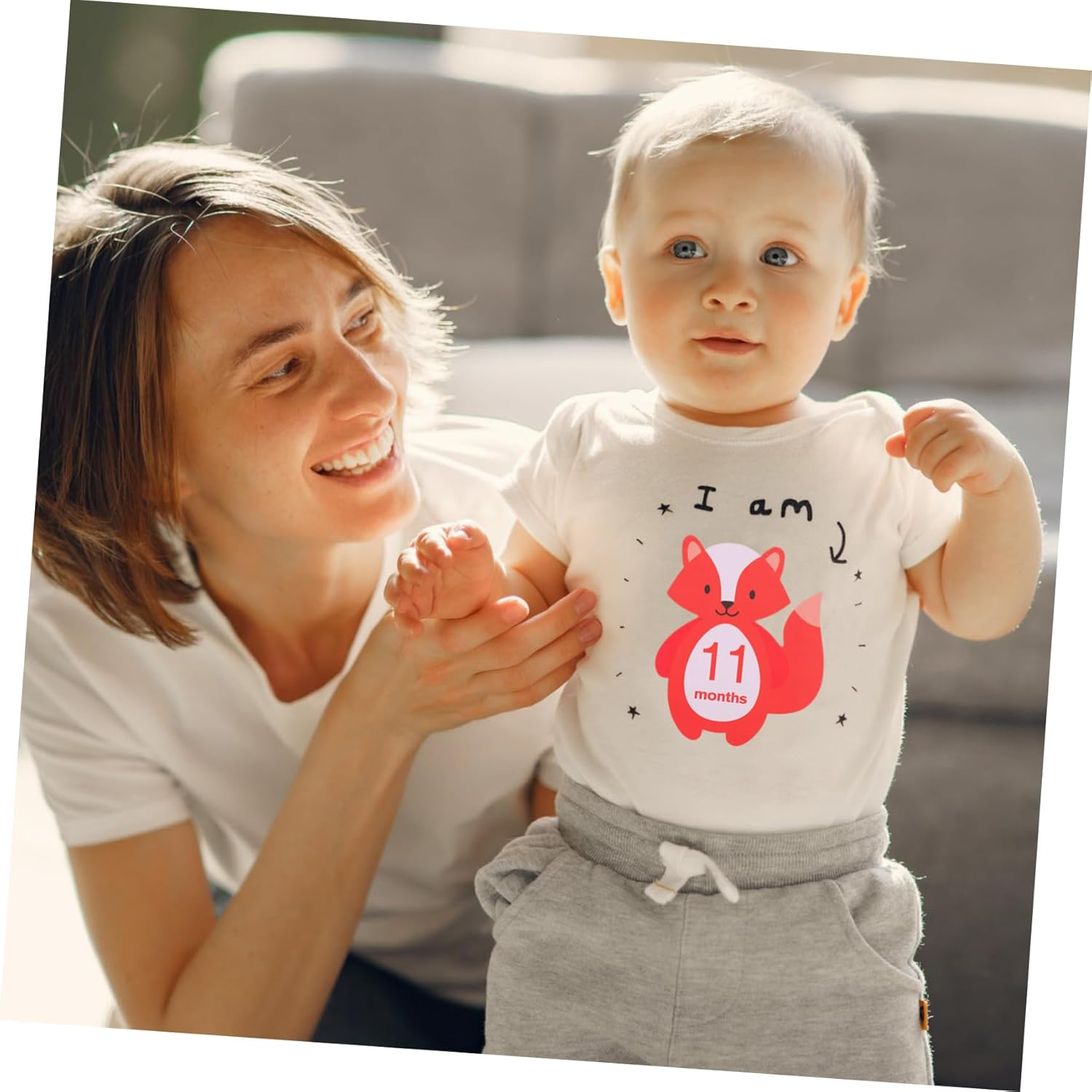 TEHAUX 24Pcs Milestone Decals Self Adhesive Animal Stickers for Photo Memories and Growth Tracking Shower Decoration image number 2